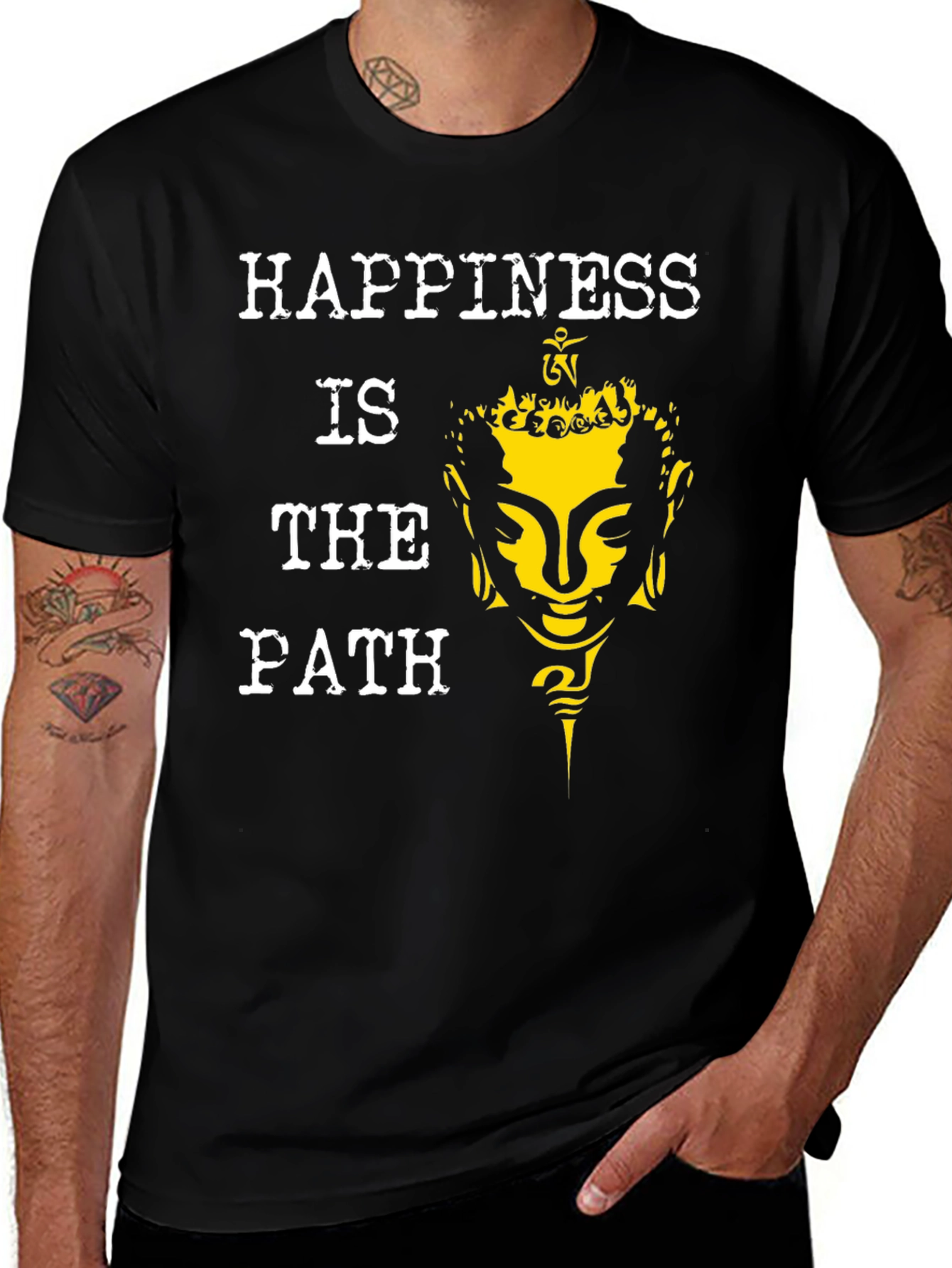 Black Happiness Is The Path Buddha Graphic Tee main image