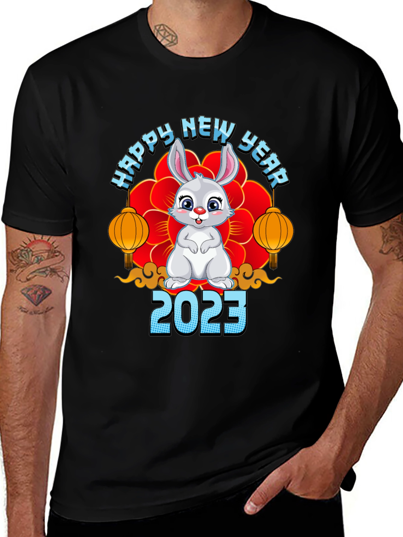 Variant 7 of Happy New Year 2023 Rabbit Graphic Tee