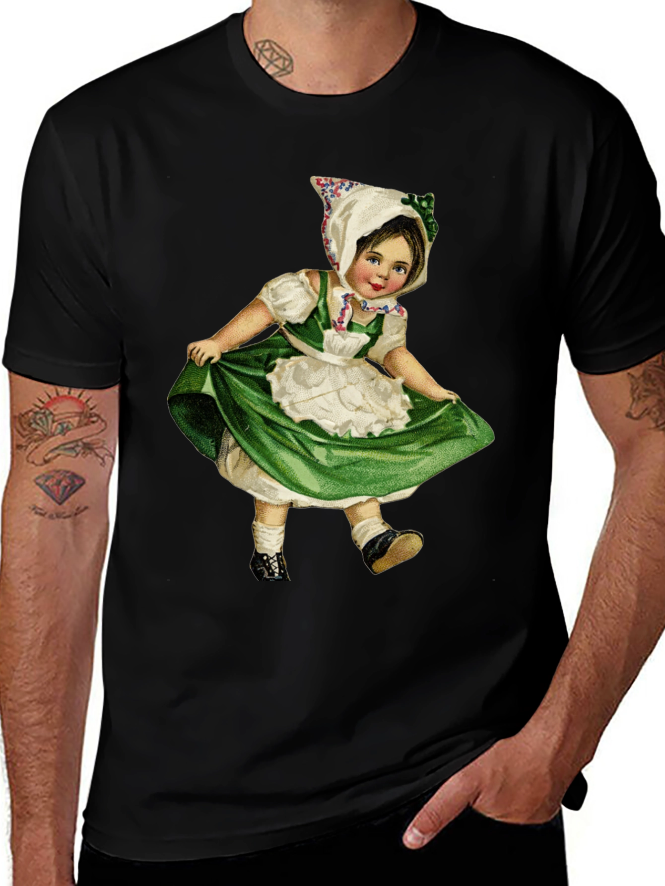 Variant 17 of Vintage Girl Green Dress Graphic T-Shirt