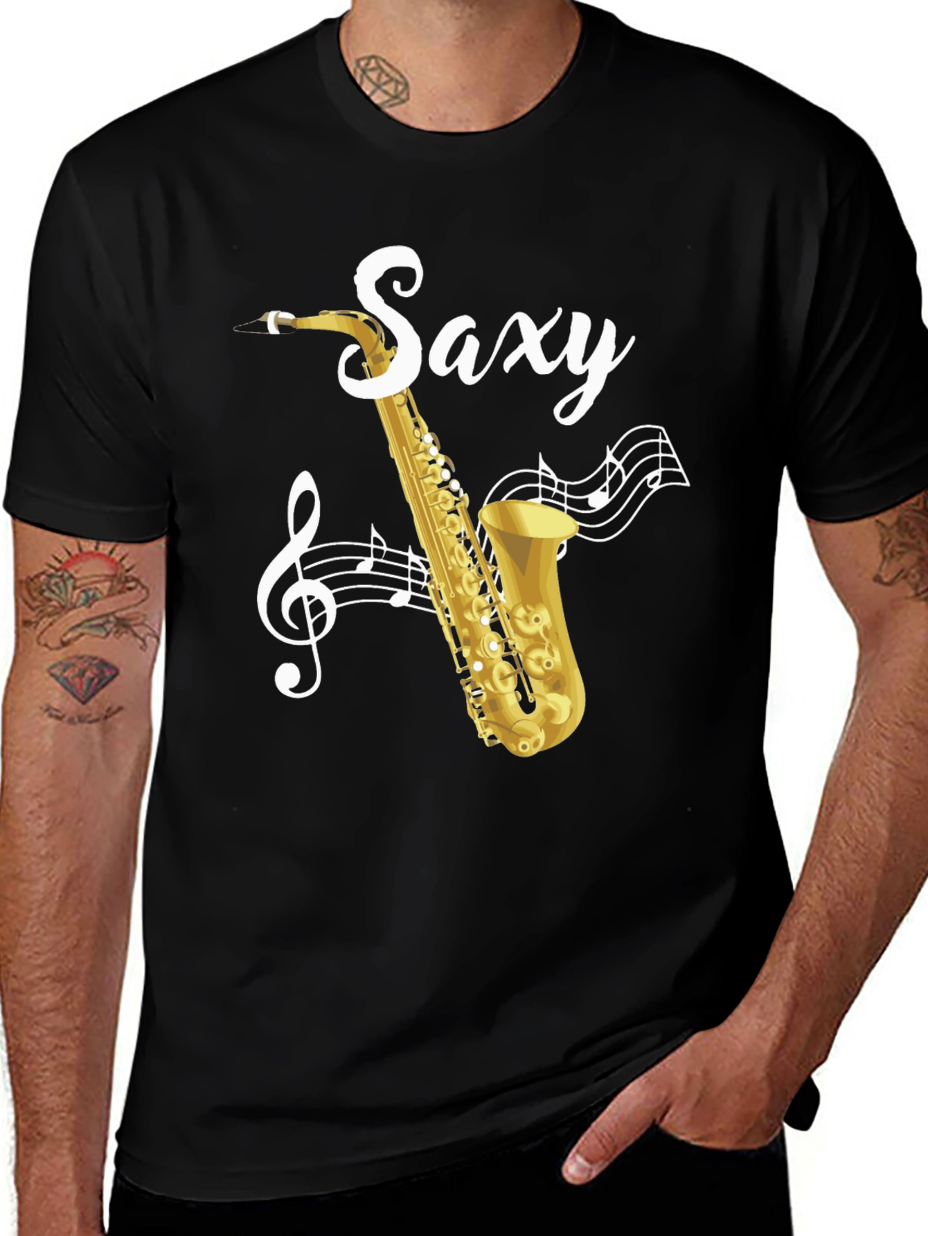 Variant 11 of Saxy Saxophone Music Notes Graphic T-Shirt