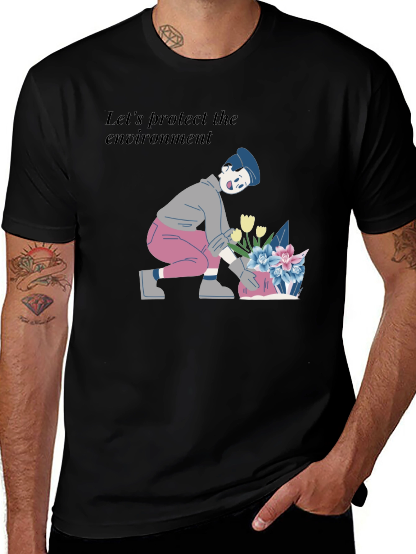 Variant 28 of Eco-Friendly Graphic Tee - "Let's Protect the Environment"