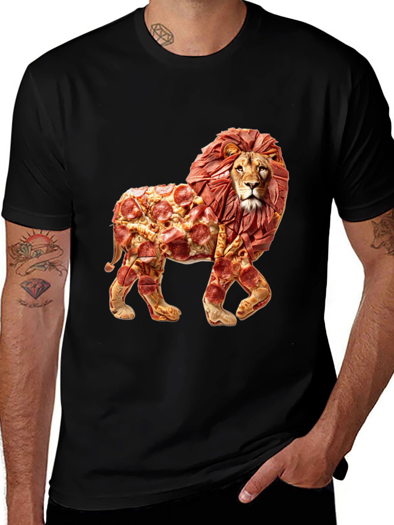 Variant 28 of Pizza Lion Graphic T-Shirt - Unique Foodie Apparel
