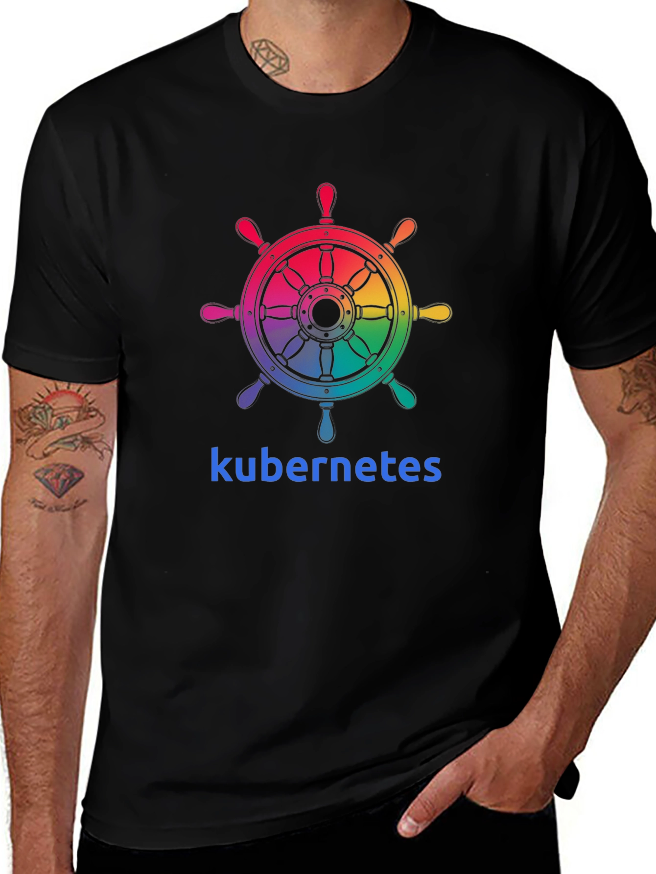 Kubernetes Rainbow Ship Wheel T-Shirt