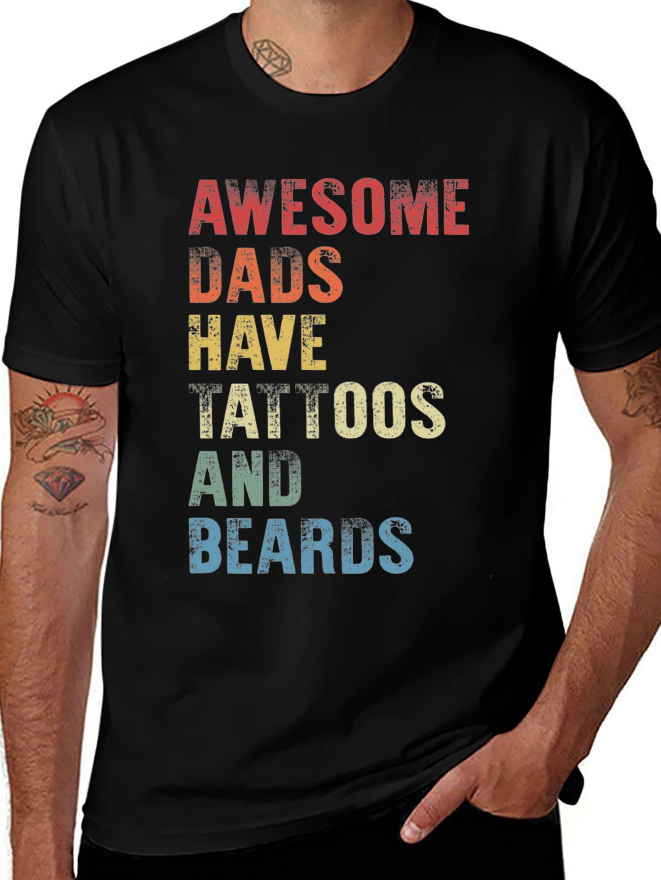 Black Awesome Dads Tattoos & Beards Graphic Tee main image