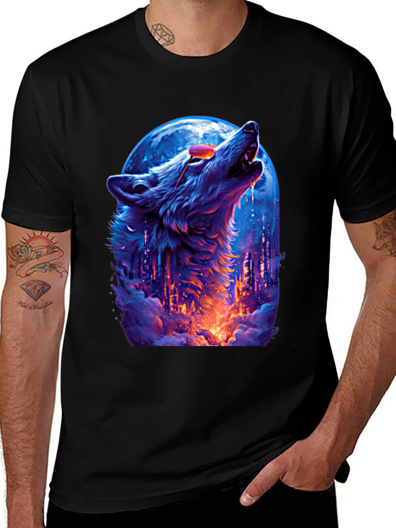 Variant 24 of Wolf Howl Cityscape T-Shirt