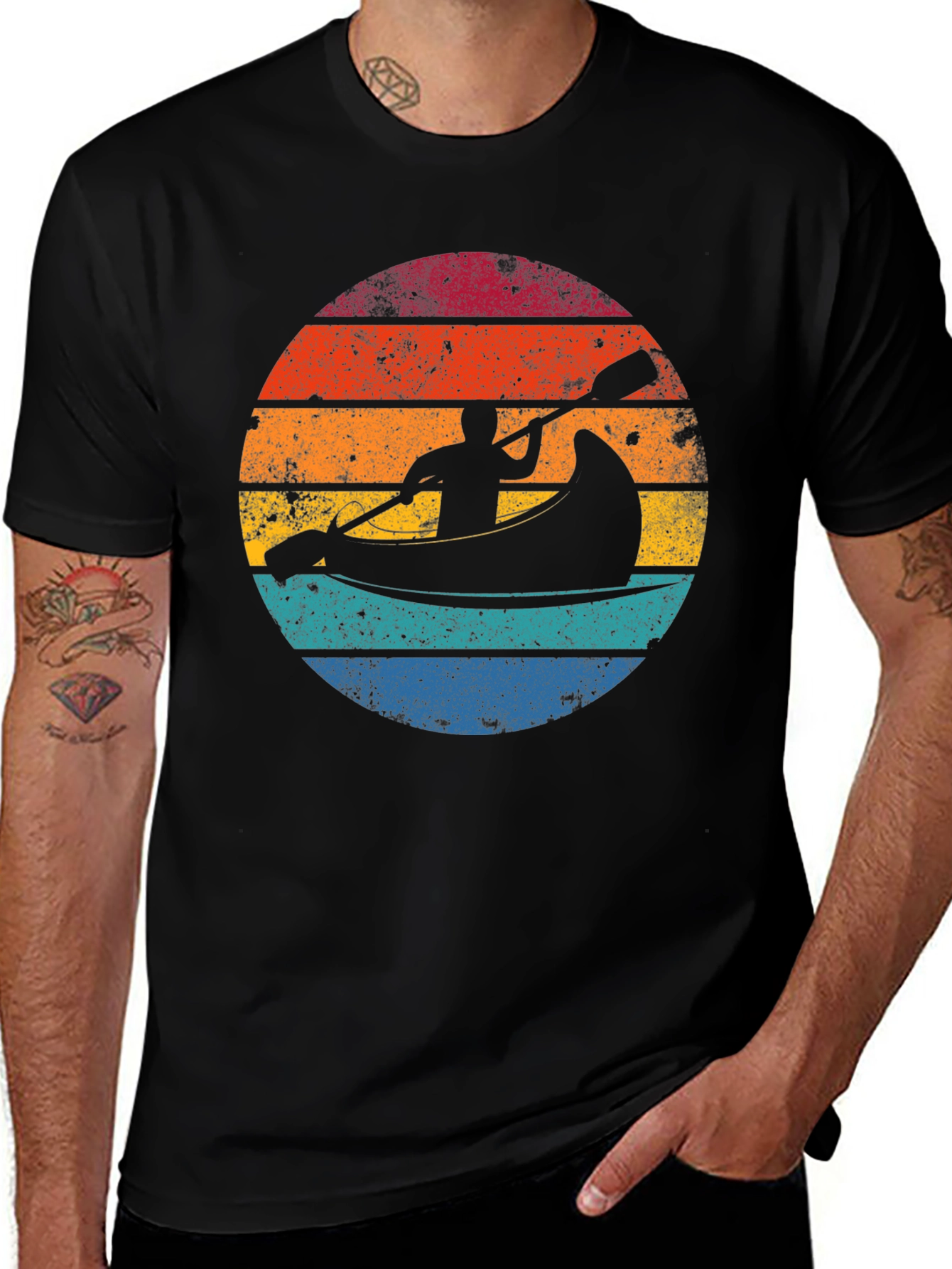 Variant 12 of Retro Sunset Kayak T-Shirt - Adventure Awaits!