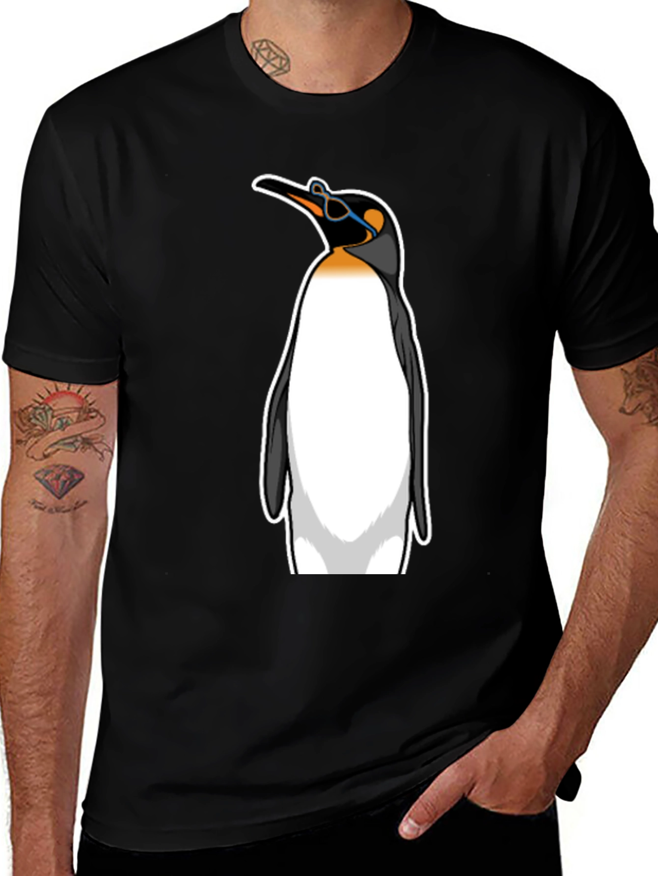 Variant 2 of Cool Penguin Graphic Tee - Black Cotton T-Shirt