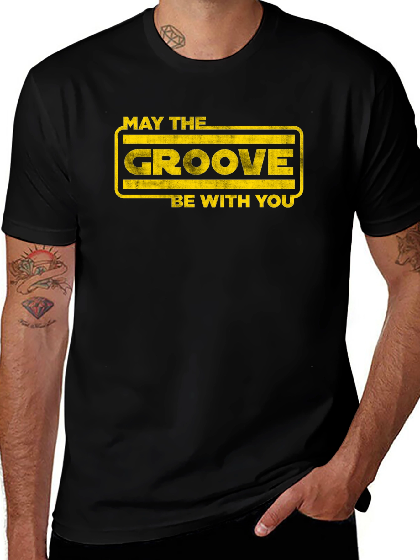 Variant 25 of Groovy Graphic T-Shirt - May the Groove Be With You