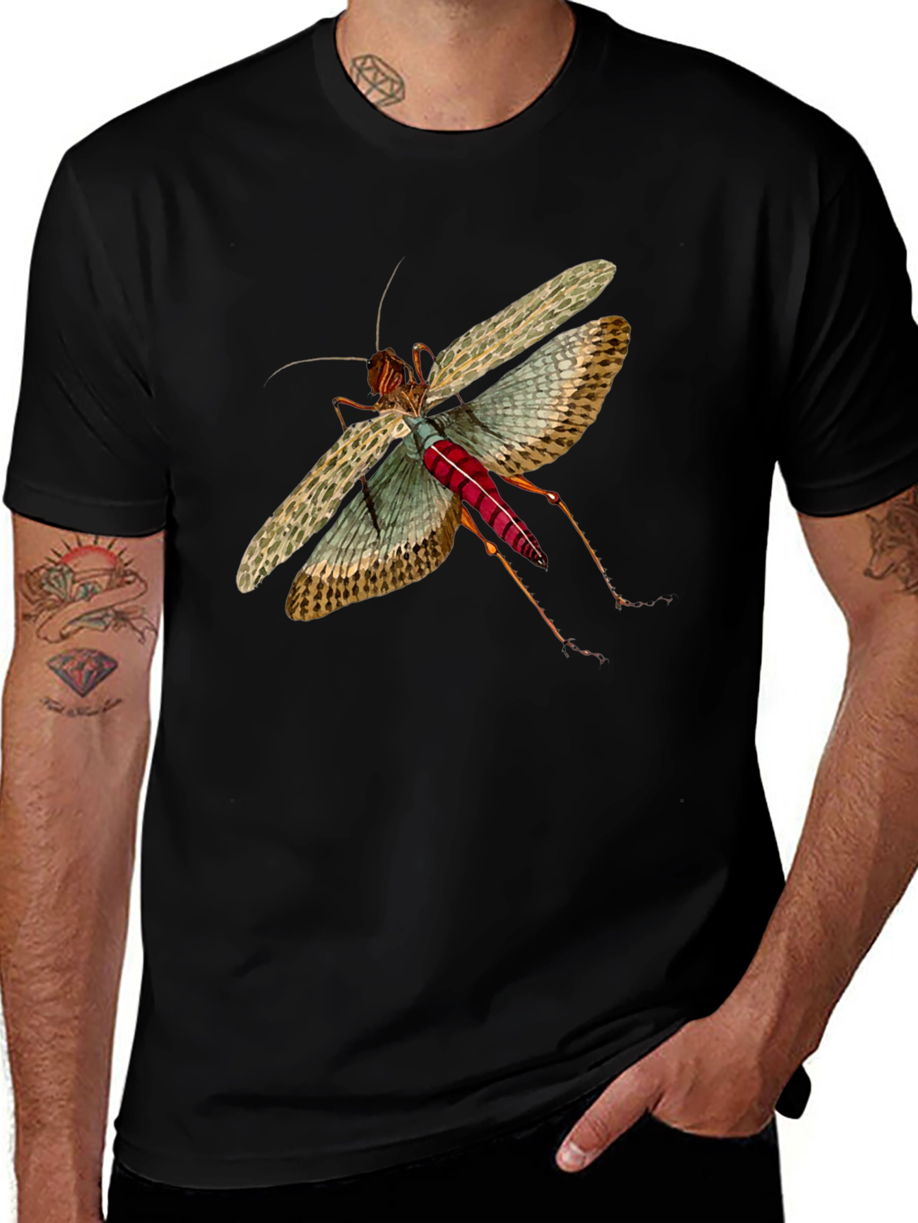 Insect Graphic Tee - Black Cotton T-Shirt