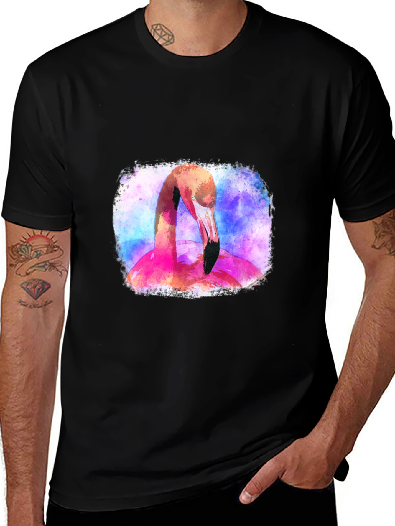 Variant 24 of Watercolor Flamingo Graphic Tee - Casual Style