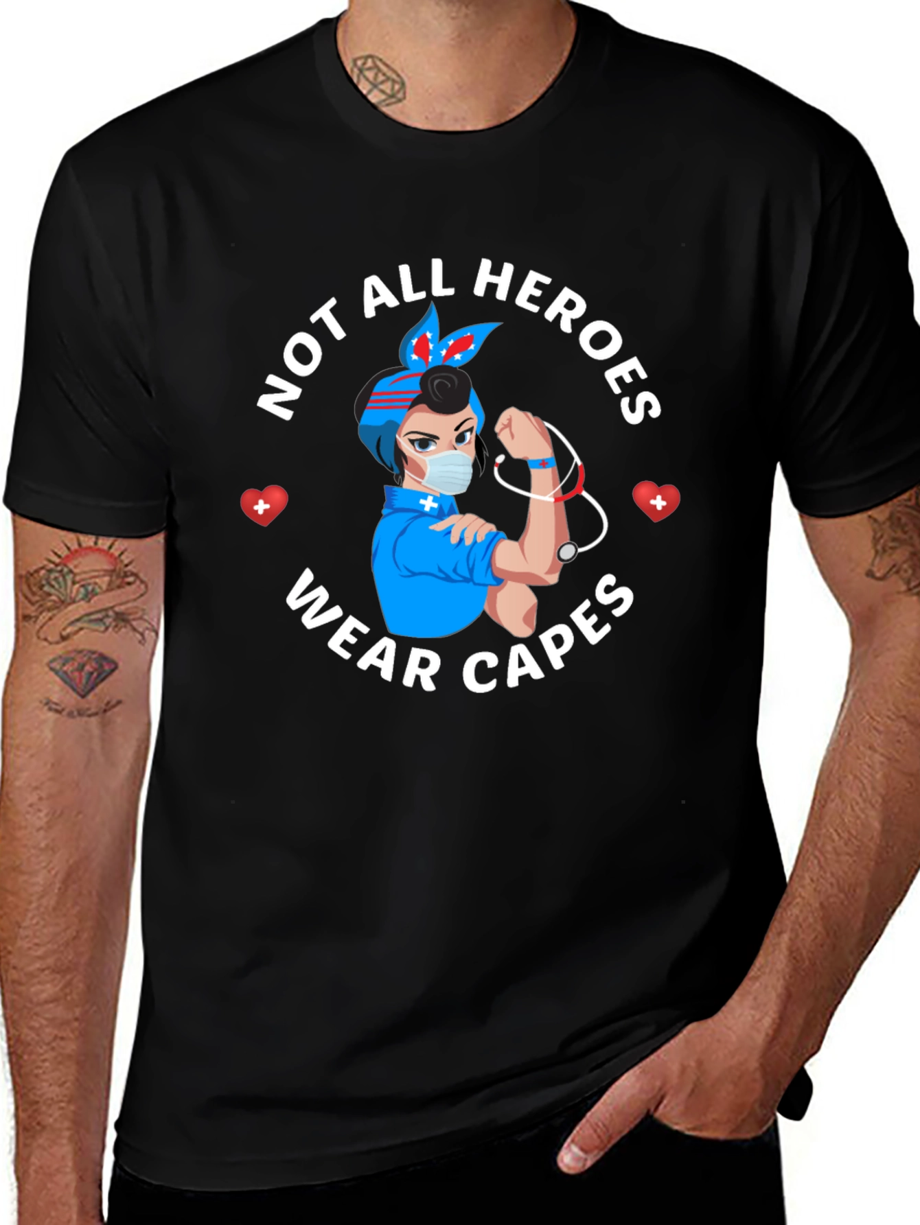 Variant 18 of Not All Heroes Wear Capes Nurse T-Shirt