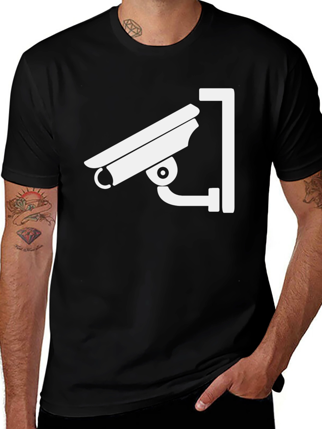 Variant 18 of Security Camera Graphic Tee - Black Cotton T-Shirt
