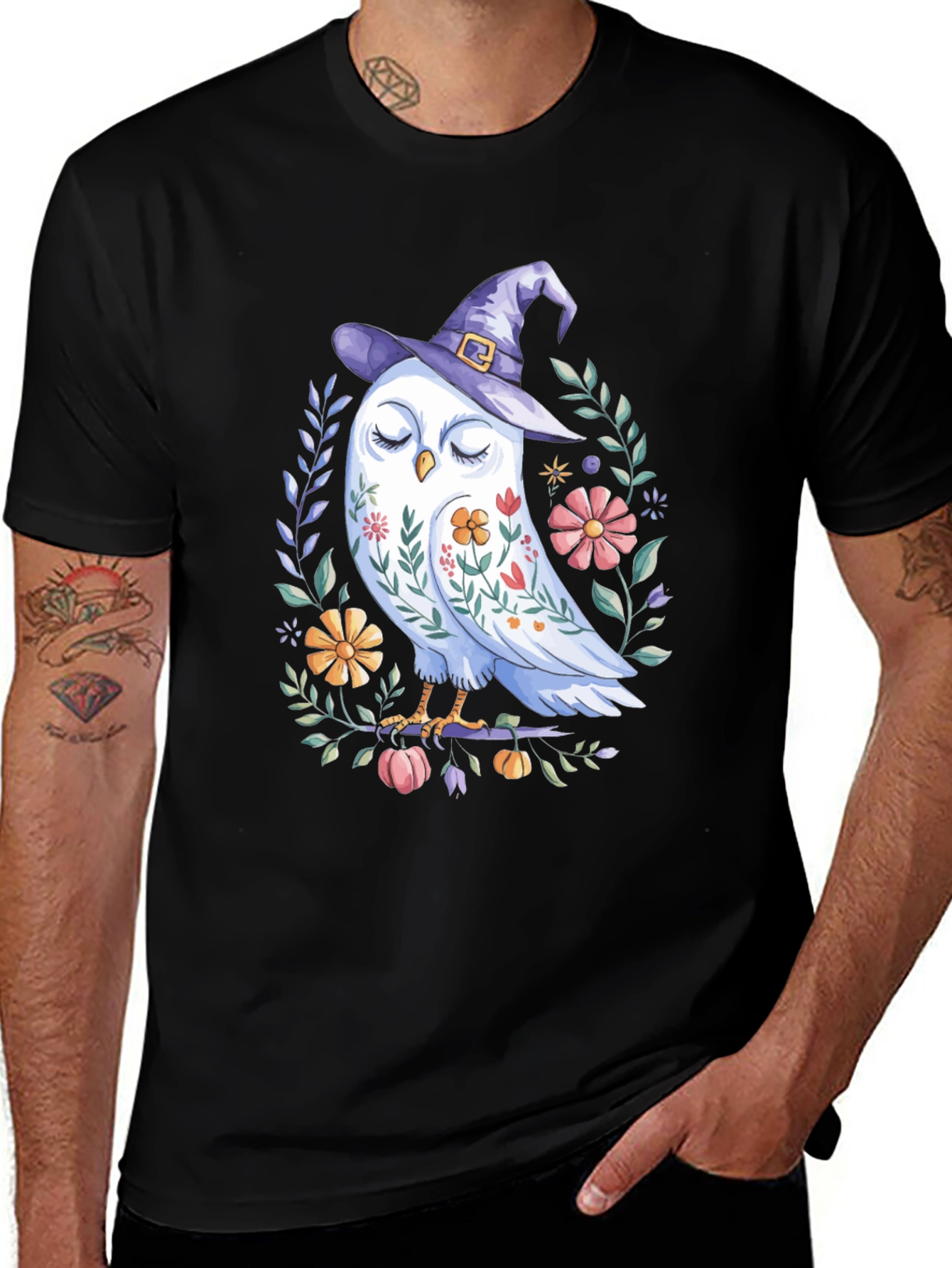 Variant 25 of Whimsical Owl Witch T-Shirt - Halloween Tee