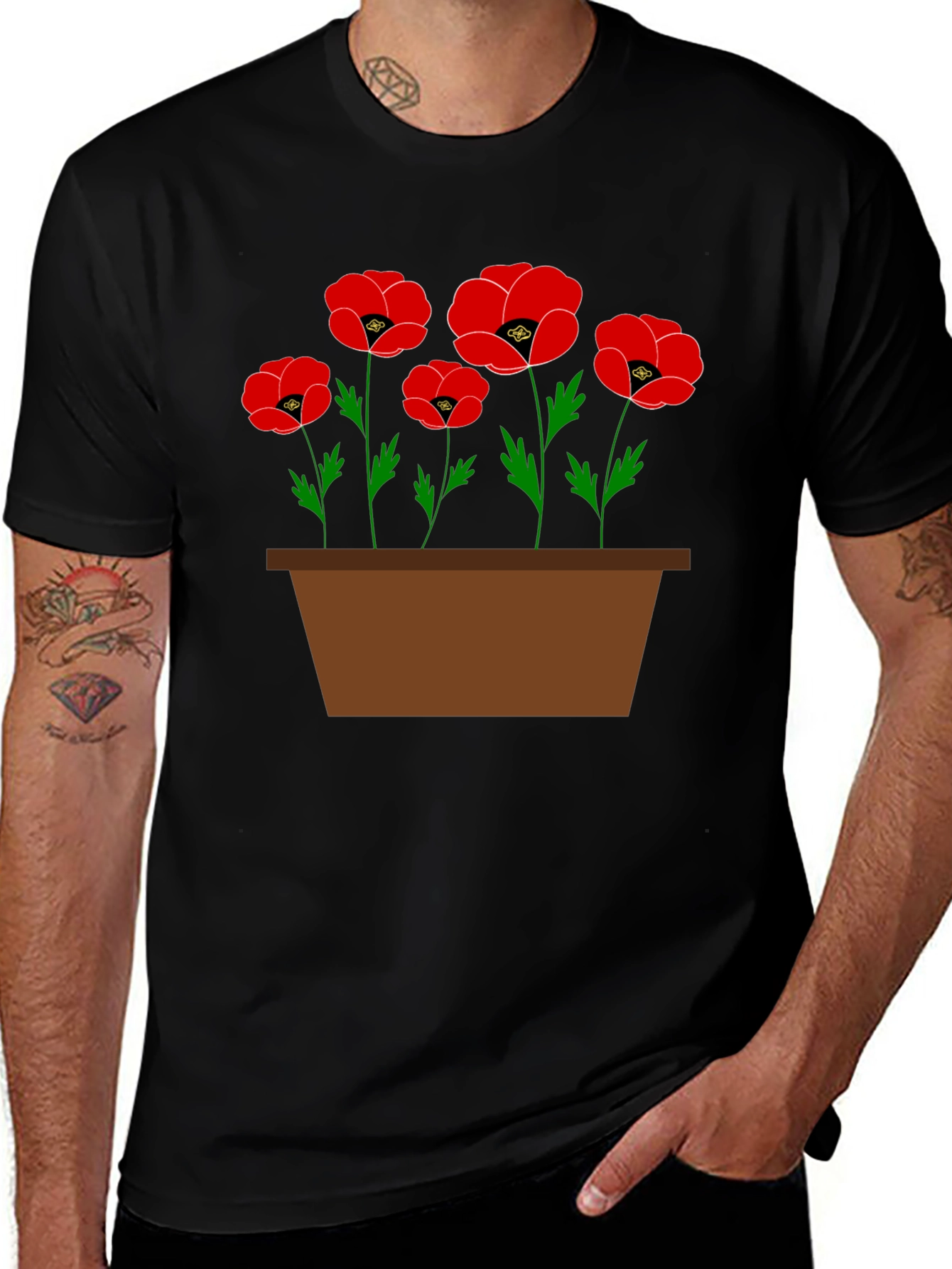 Variant 25 of Poppy Flower Pot Graphic T-Shirt