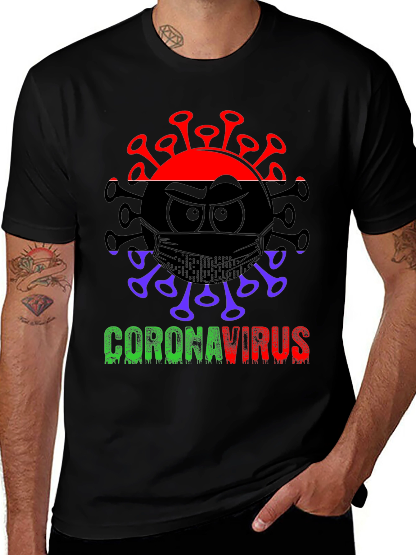 Variant 26 of Coronavirus Graphic Tee - Black