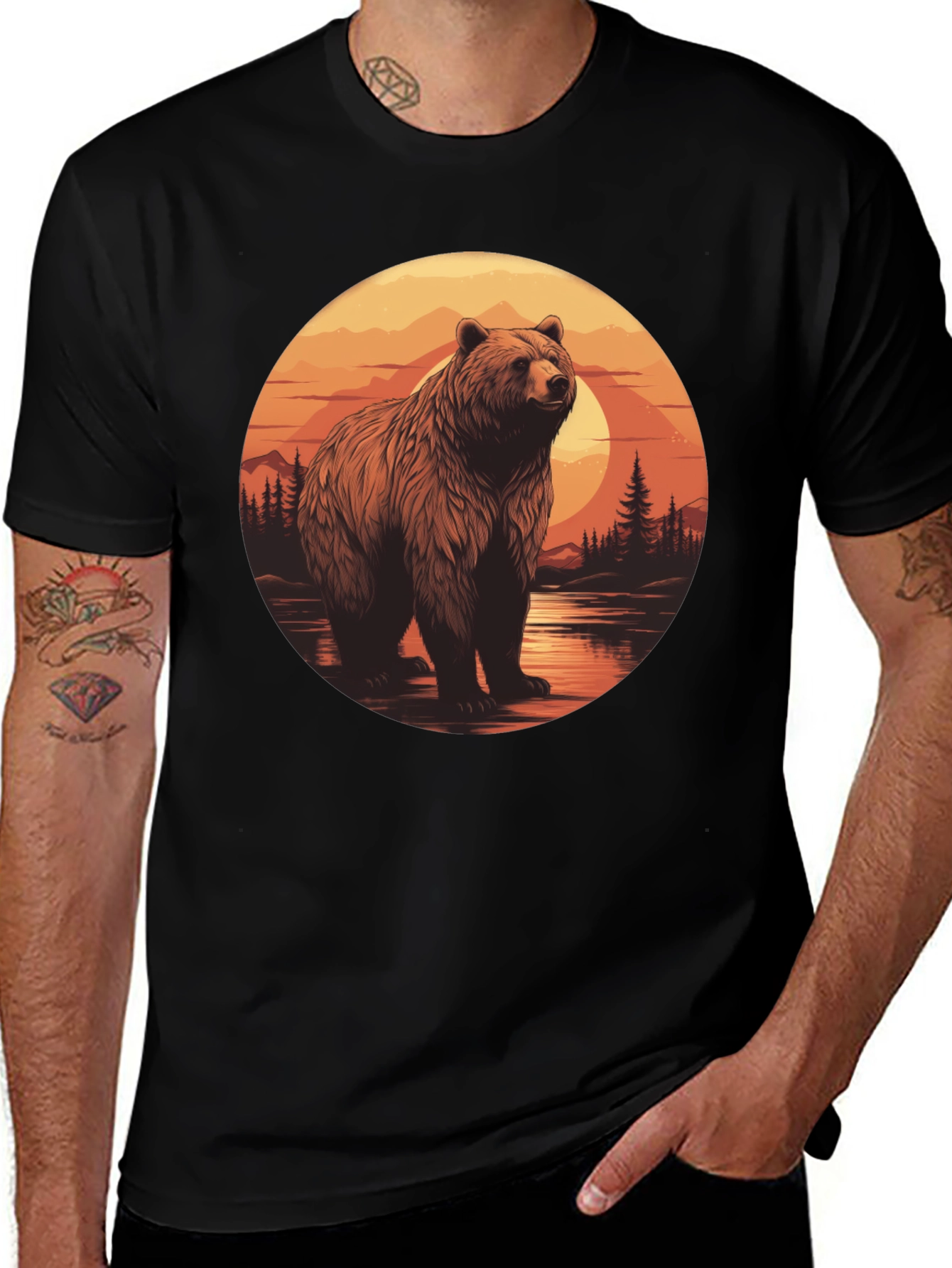 Variant 18 of Grizzly Bear Sunset Graphic T-Shirt