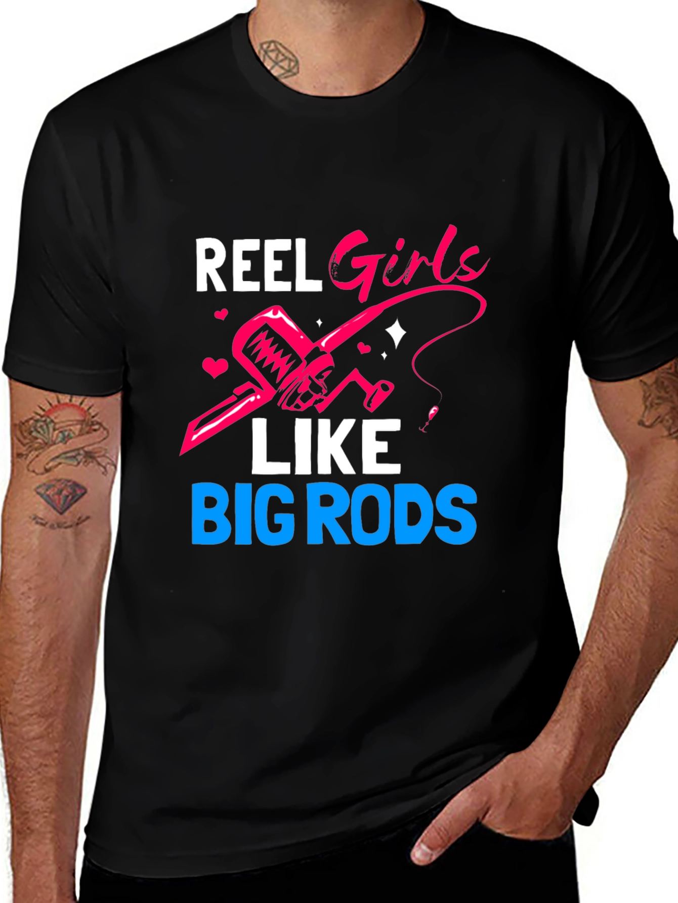 Variant 14 of Reel Girls Like Big Rods T-Shirt Fishing