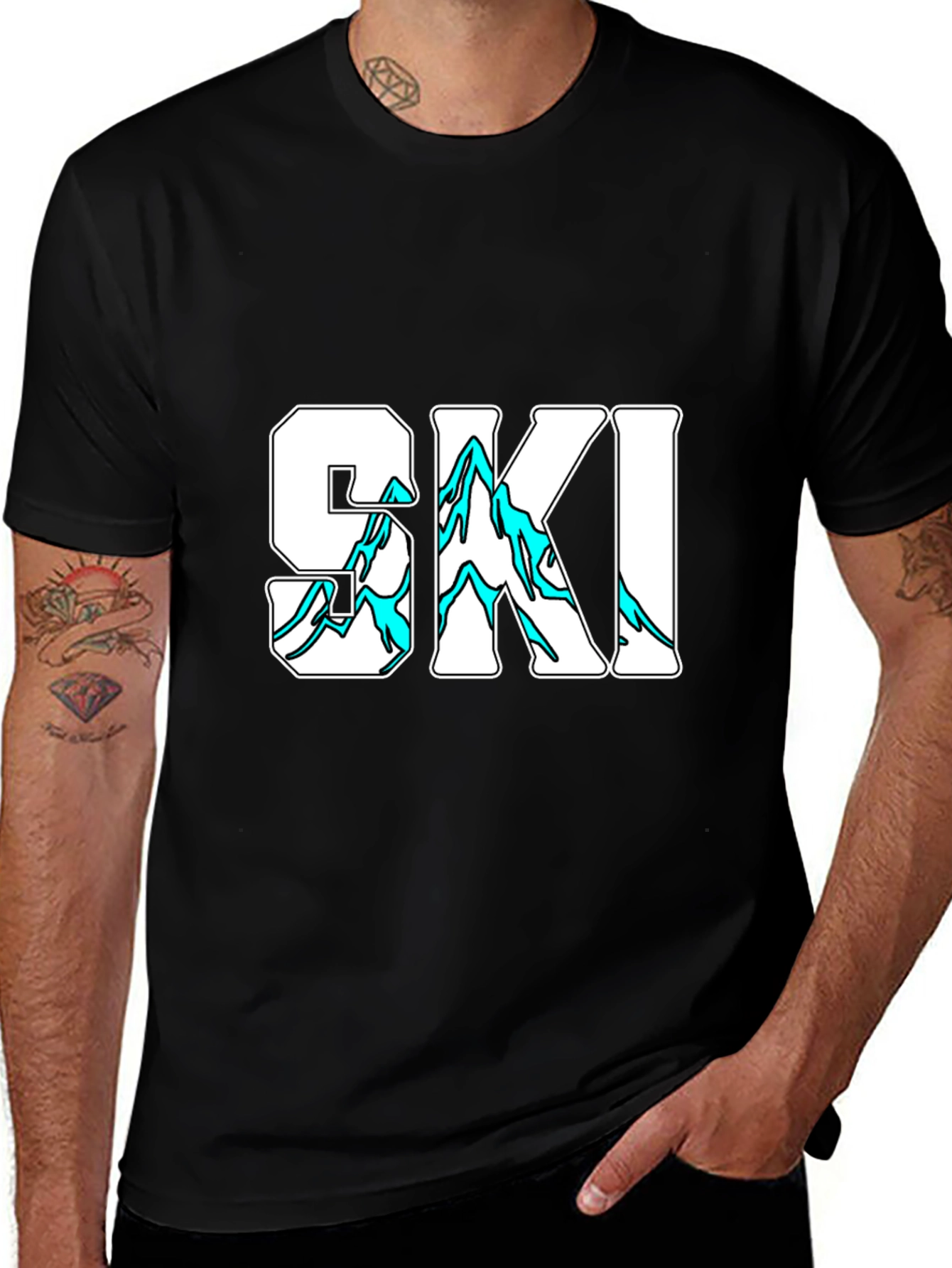 Variant 20 of SKI Graphic Print Black T-Shirt