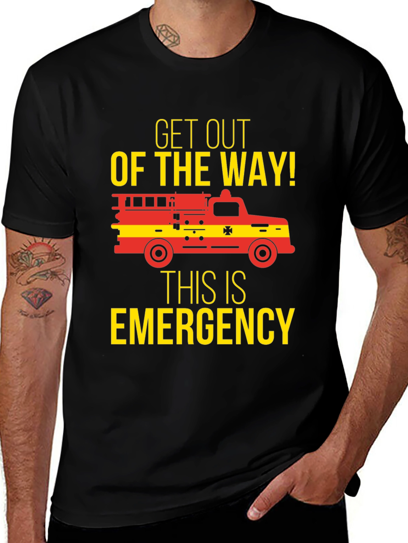 Variant 15 of Emergency Firetruck T-Shirt - Get Out Of The Way!