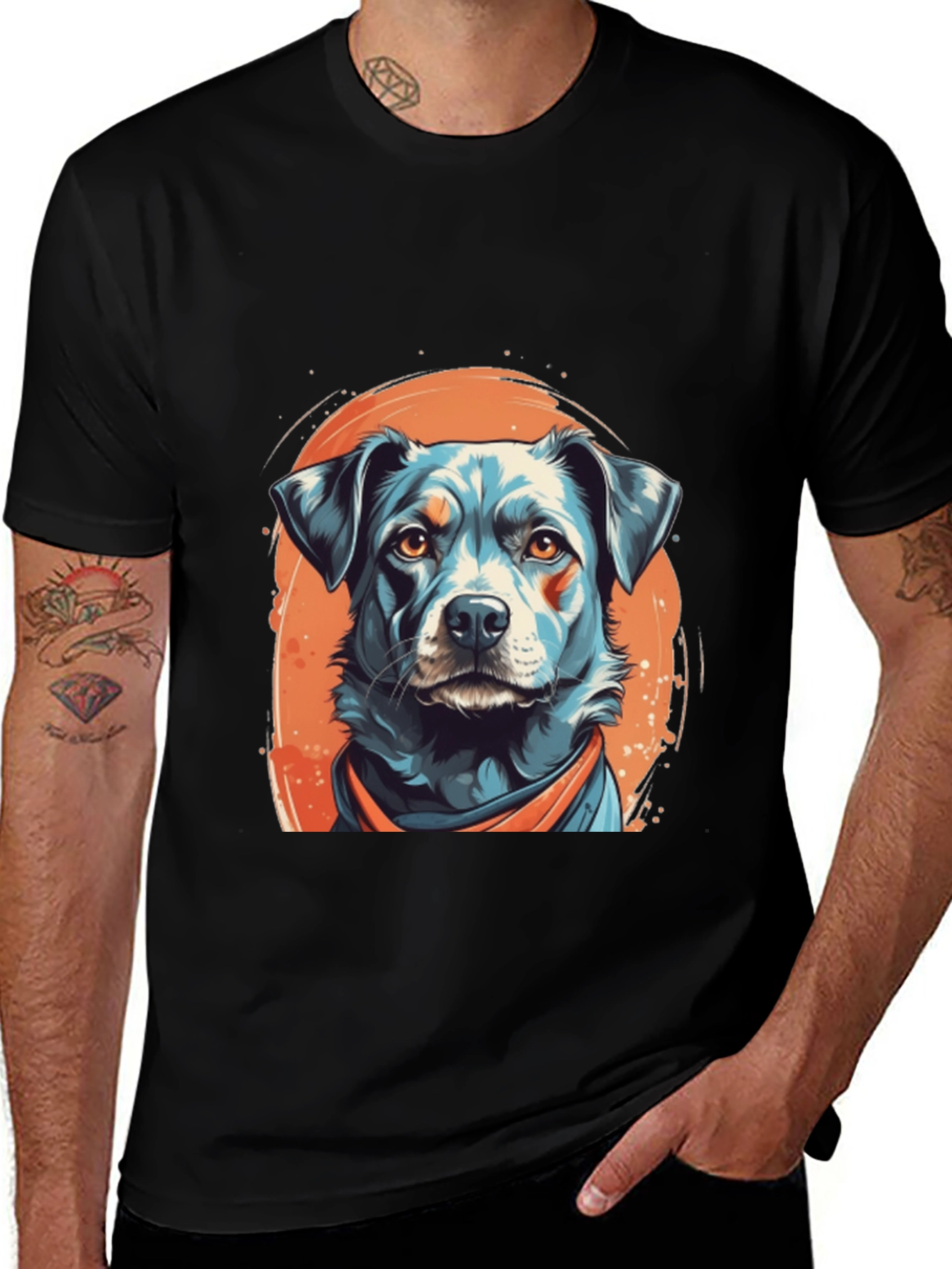 Variant 19 of Dog Graphic Black T-Shirt