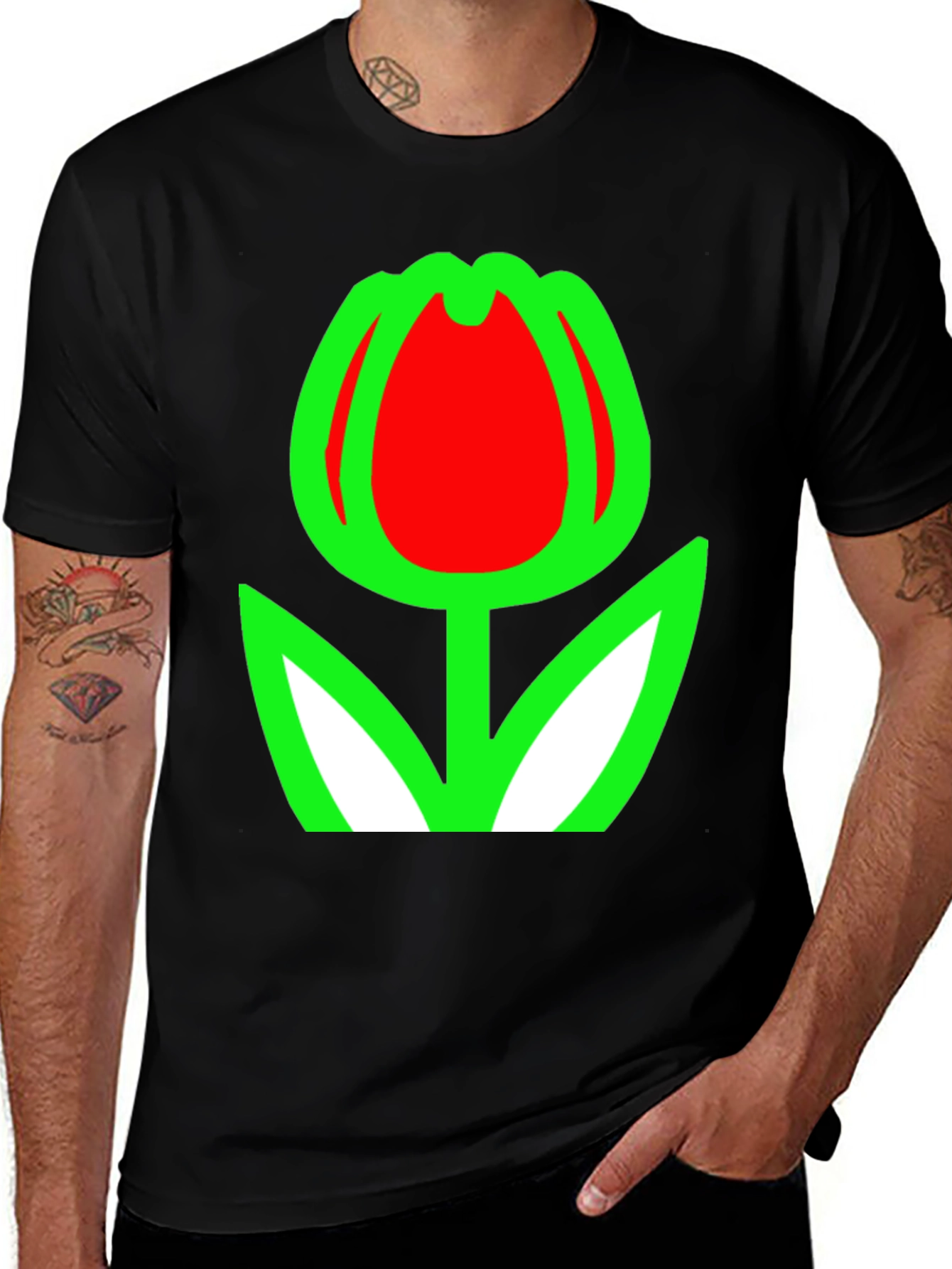 Variant 21 of Tulip Graphic Tee - Bold Floral Statement Shirt