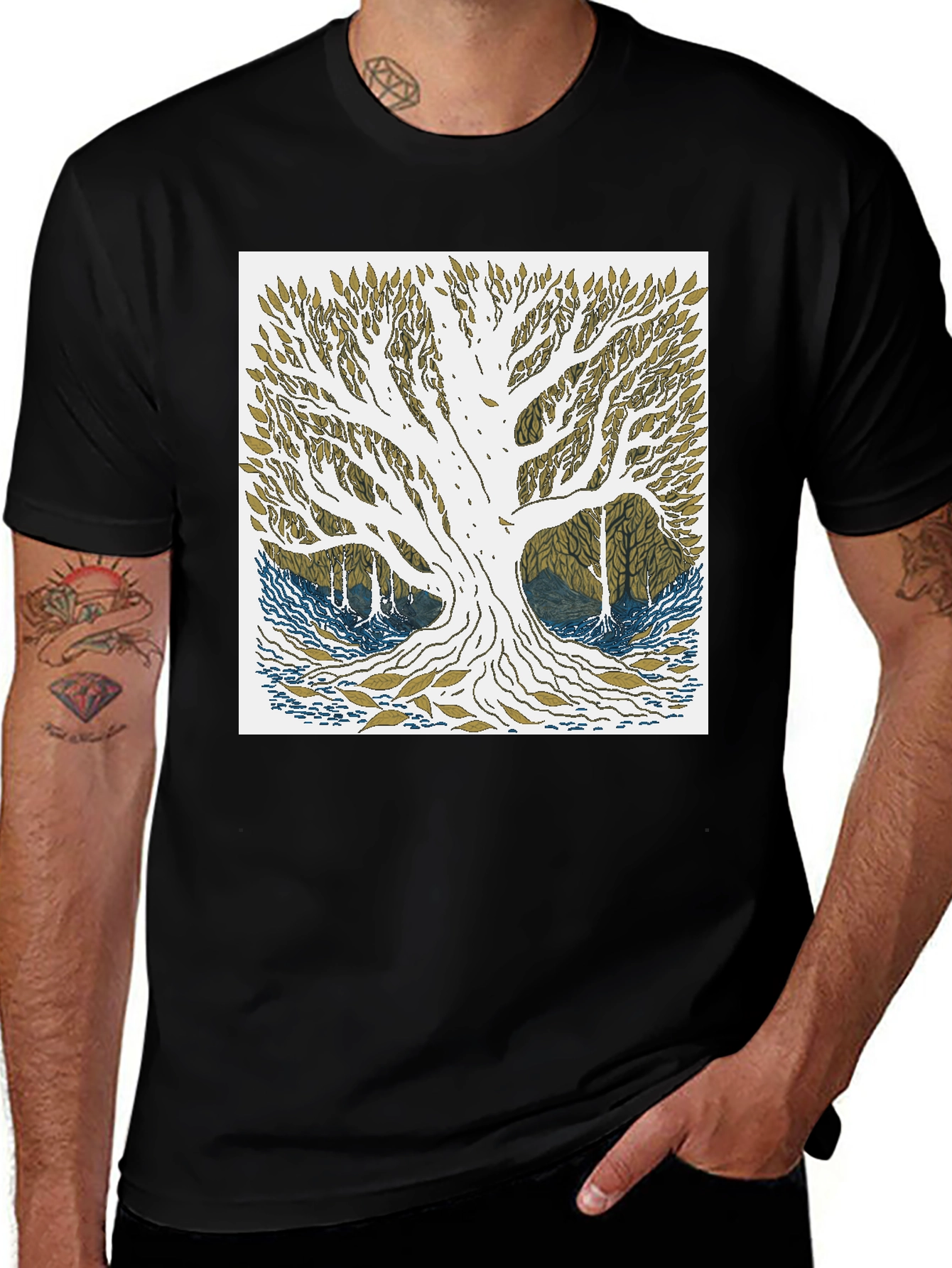 Variant 30 of Nature Tree Graphic Tee - Black