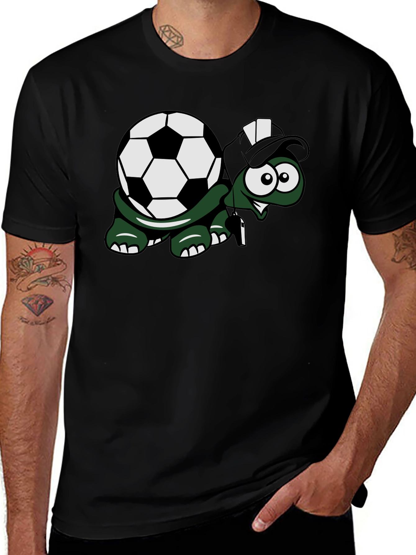 Variant 26 of Soccer Turtle Graphic Tee - Fun Black T-Shirt