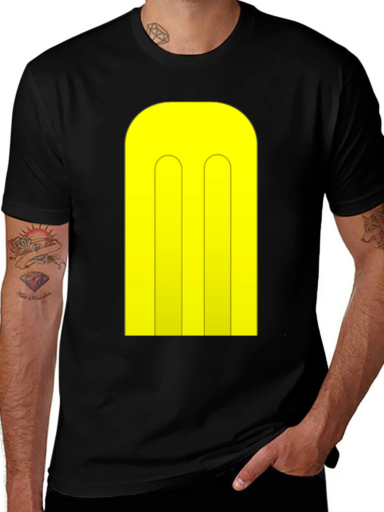 Variant 13 of Modernist Yellow Shape Black T-Shirt