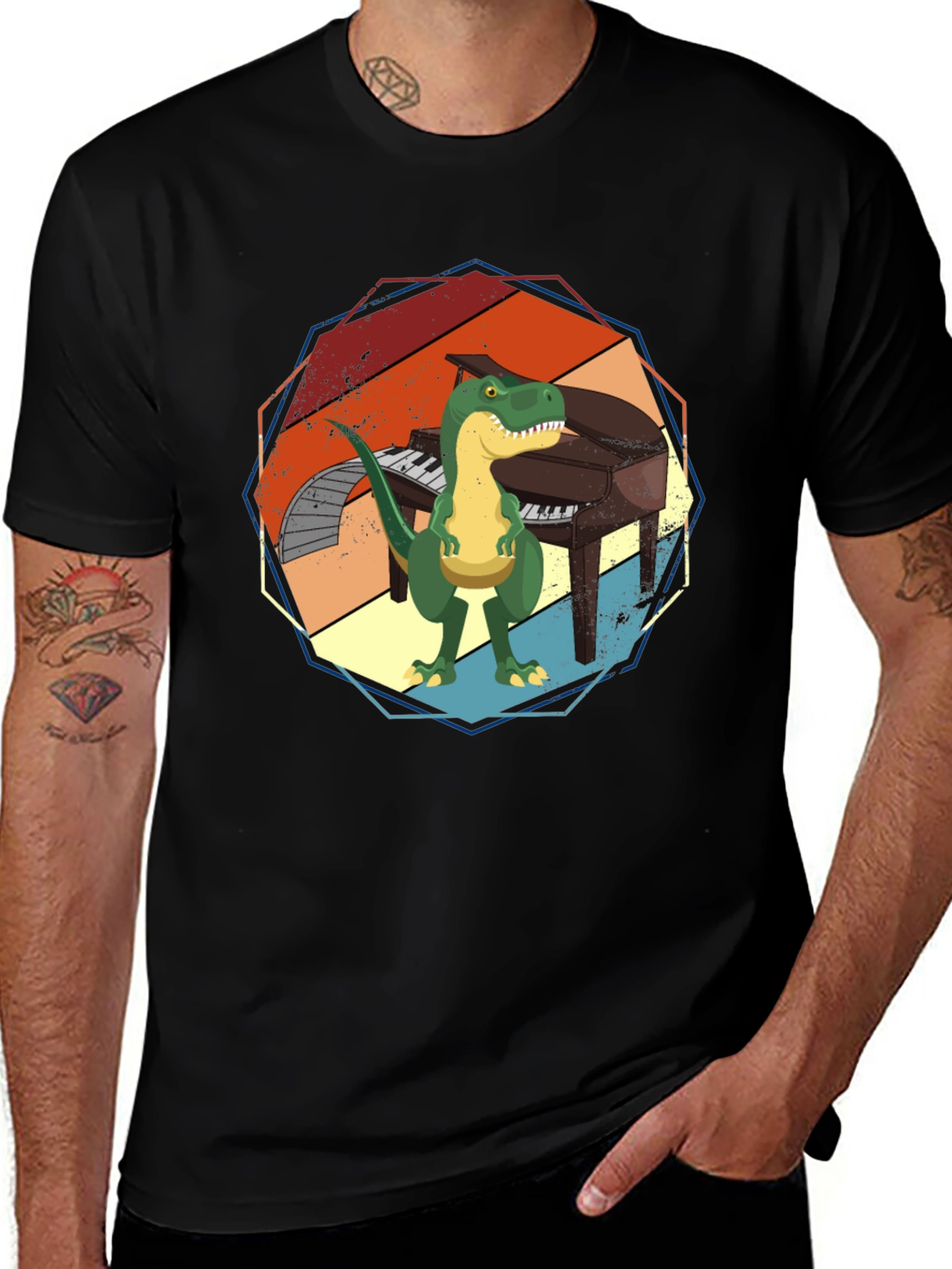 Variant 28 of Dino Pianist Graphic Tee - Musical T-Rex Shirt