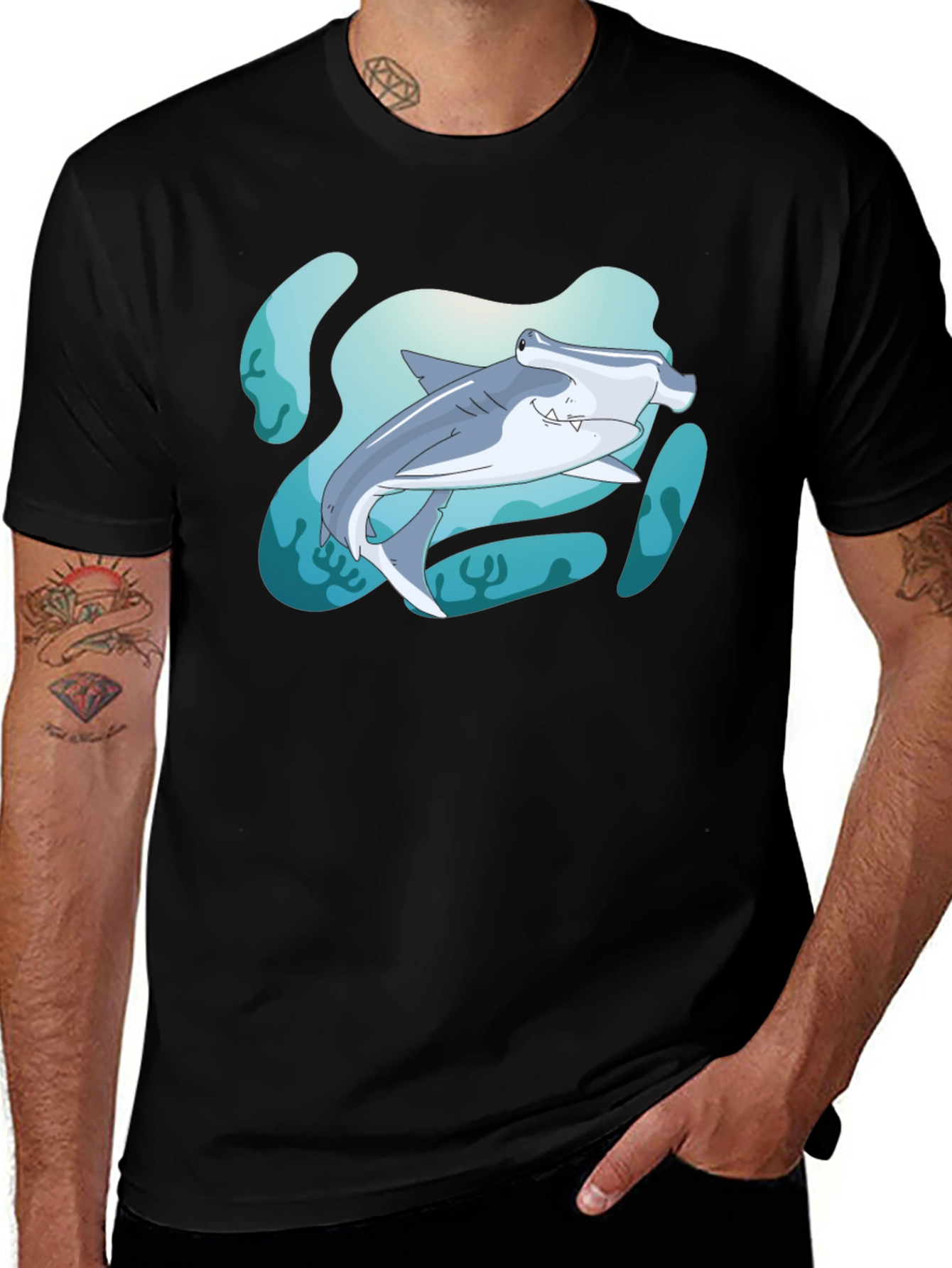 Variant 30 of Hammerhead Shark T-Shirt - Unique Cartoon Design