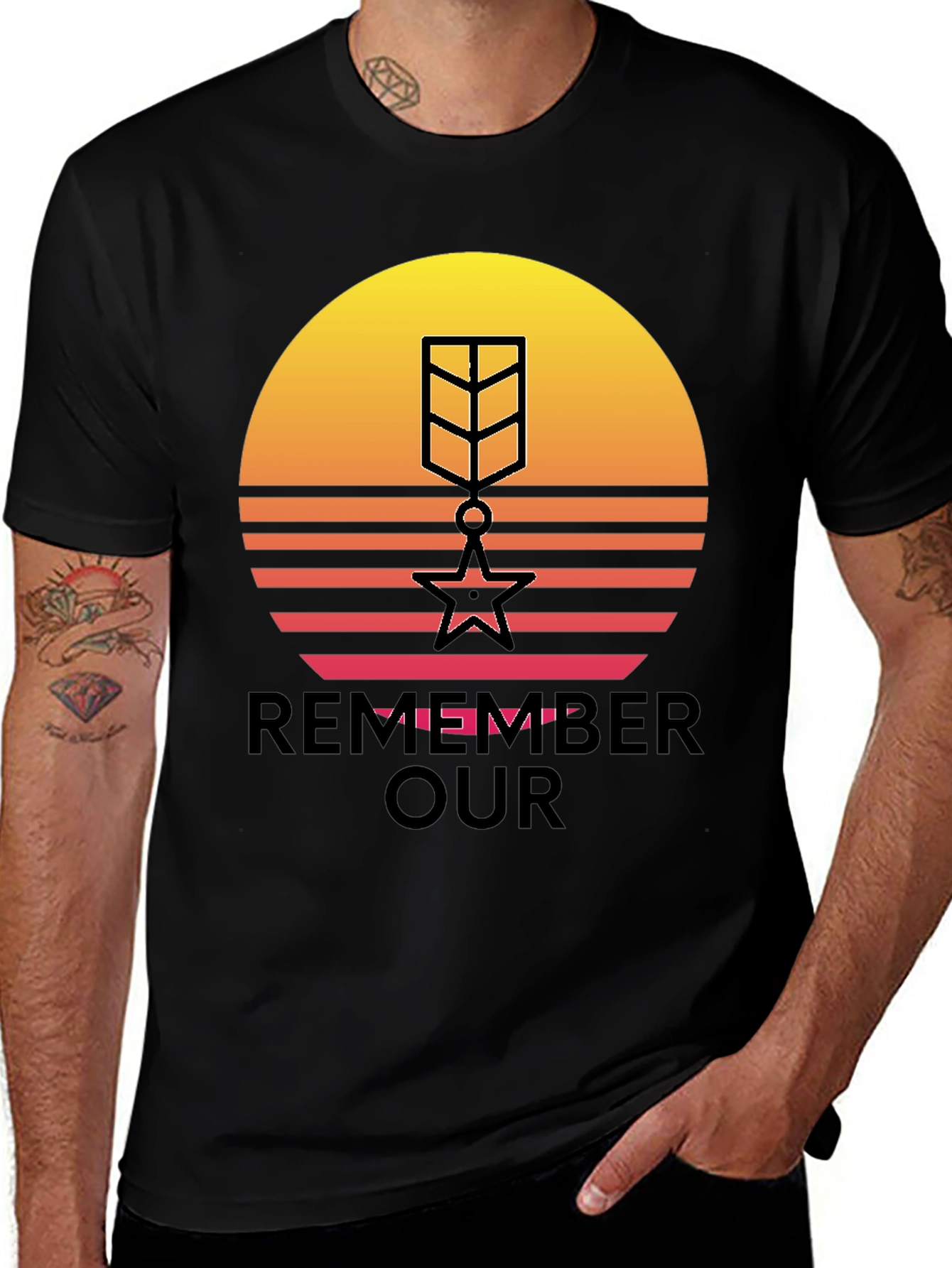 Variant 26 of Retro Sunset Remember Our Heroes T-Shirt