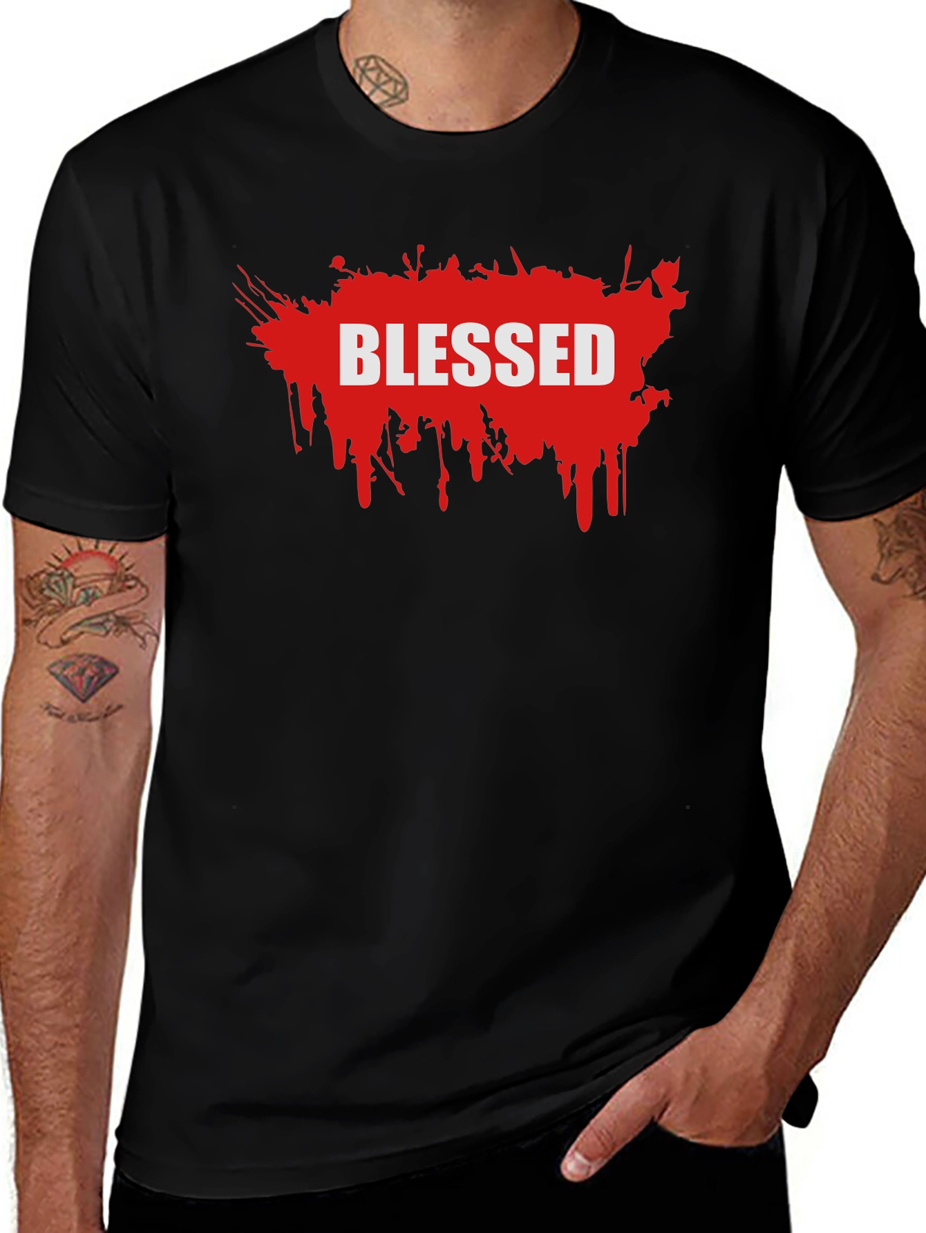 Variant 23 of Blessed Graphic Tee - Men's Black T-Shirt
