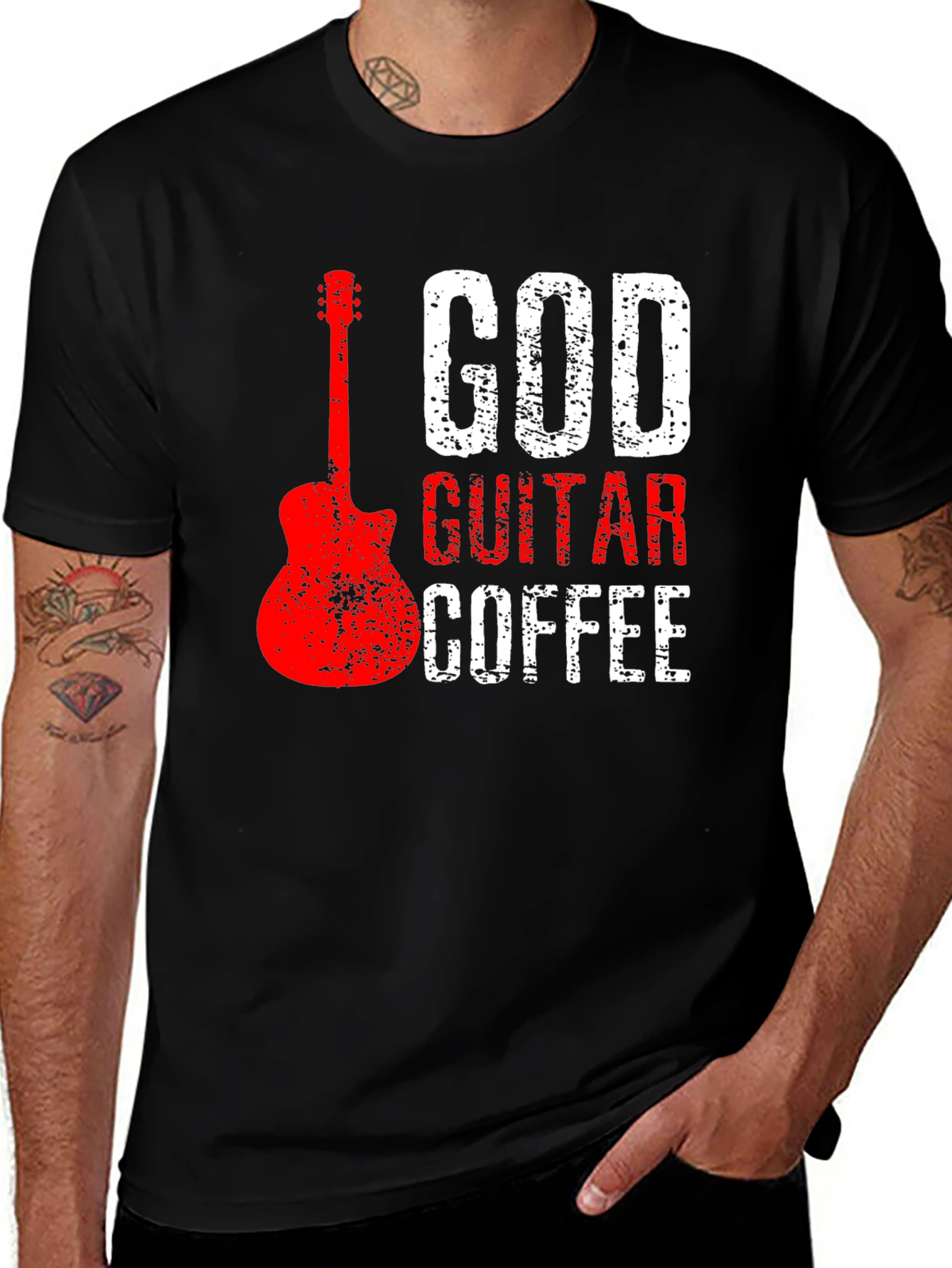Variant 9 of God Guitar Coffee Graphic Tee - Music Lover Shirt
