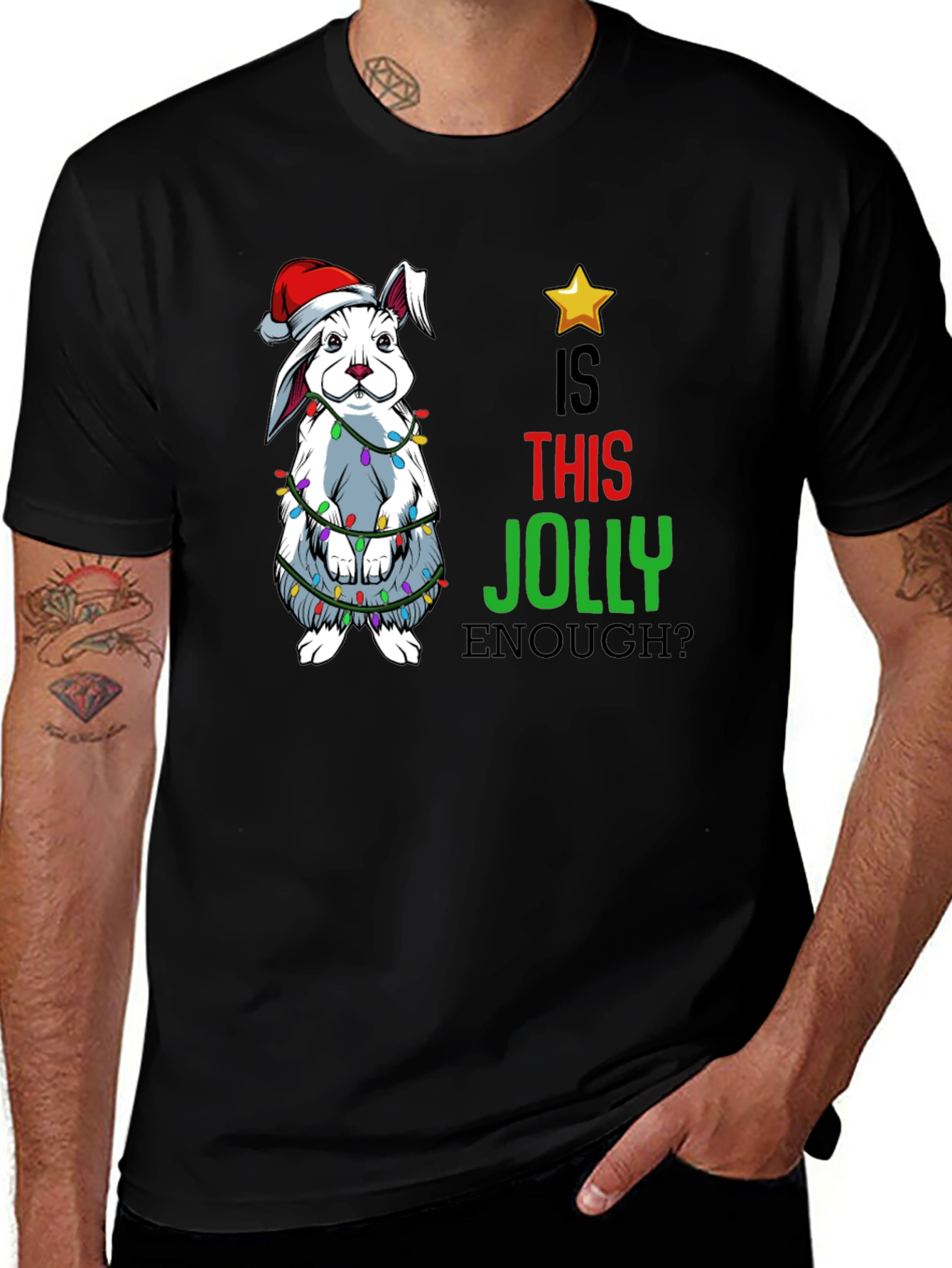 Funny Christmas Rabbit T-Shirt - Is This Jolly Enough?
