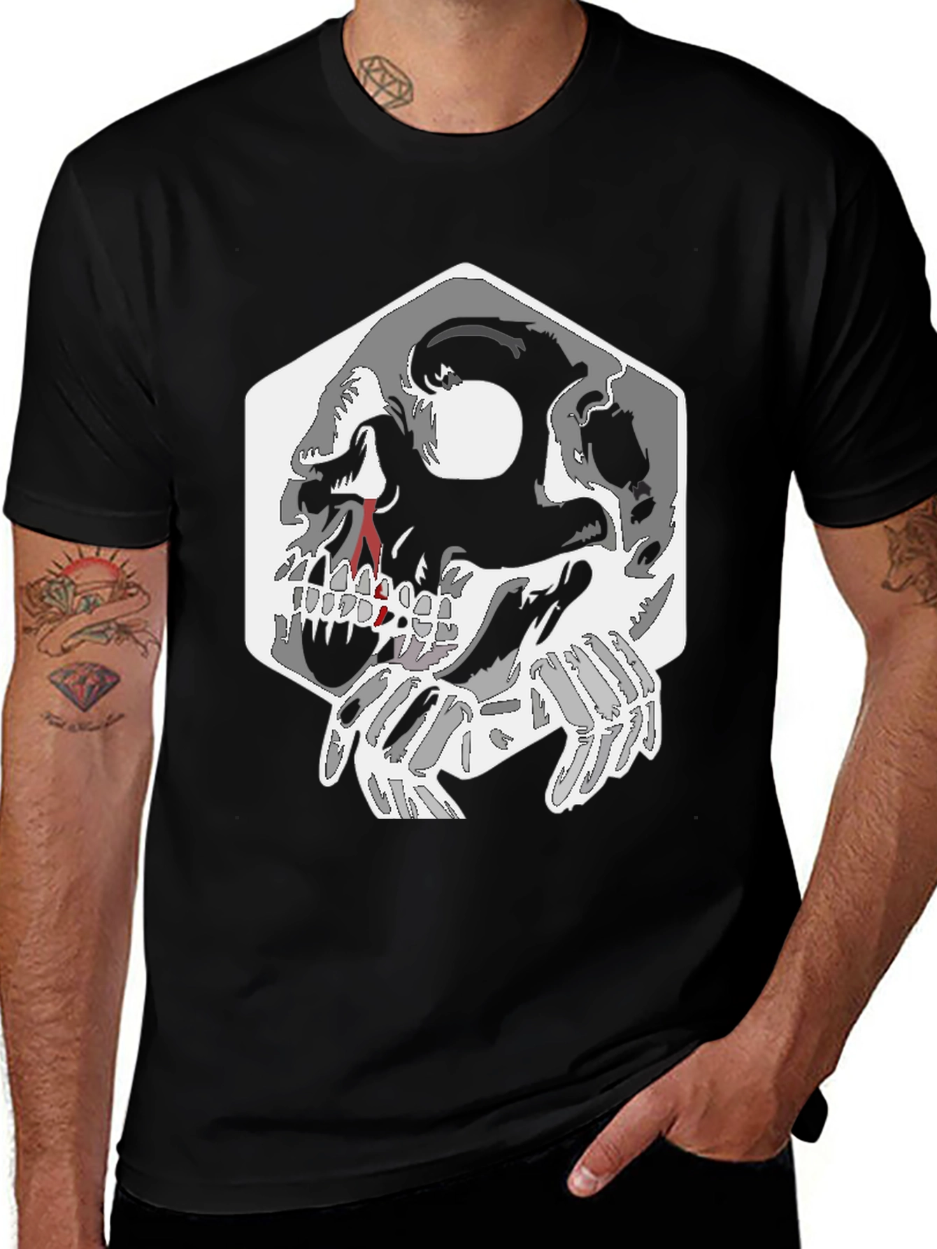 Variant 19 of Skull Graphic Tee - Black