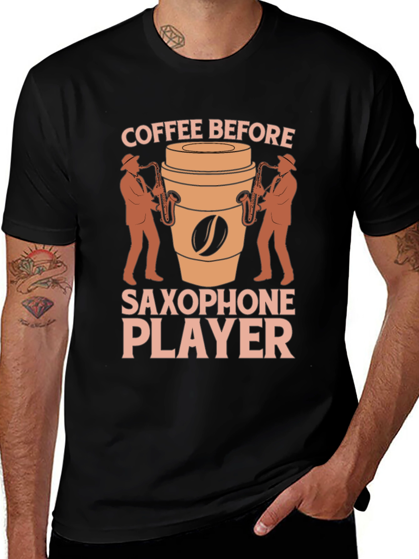 Variant 26 of Coffee Before Saxophone Player Graphic T-Shirt