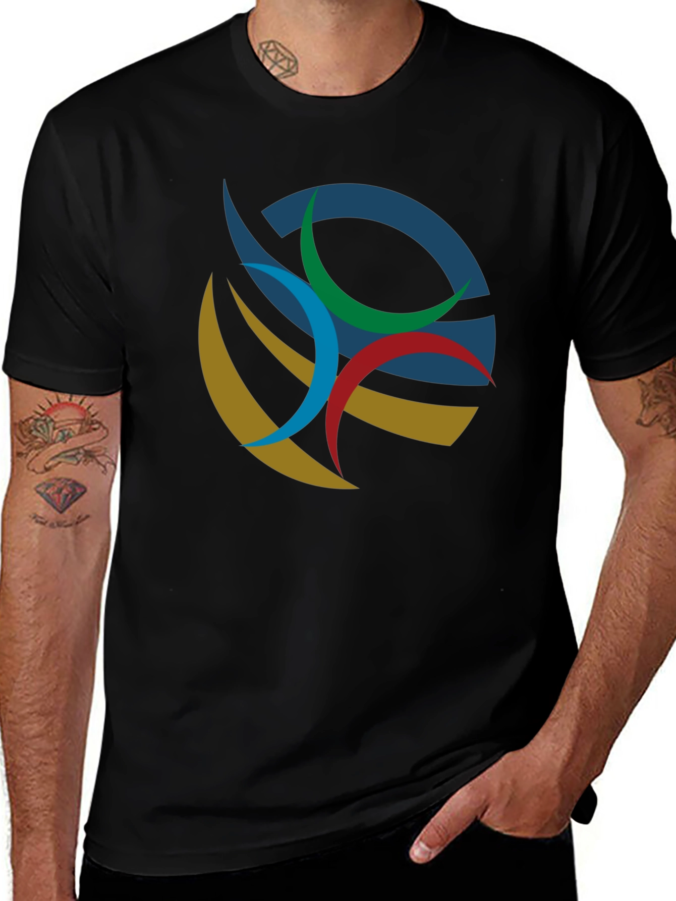 Variant 6 of Abstract Graphic Tee - Stylish Men's Black T-Shirt
