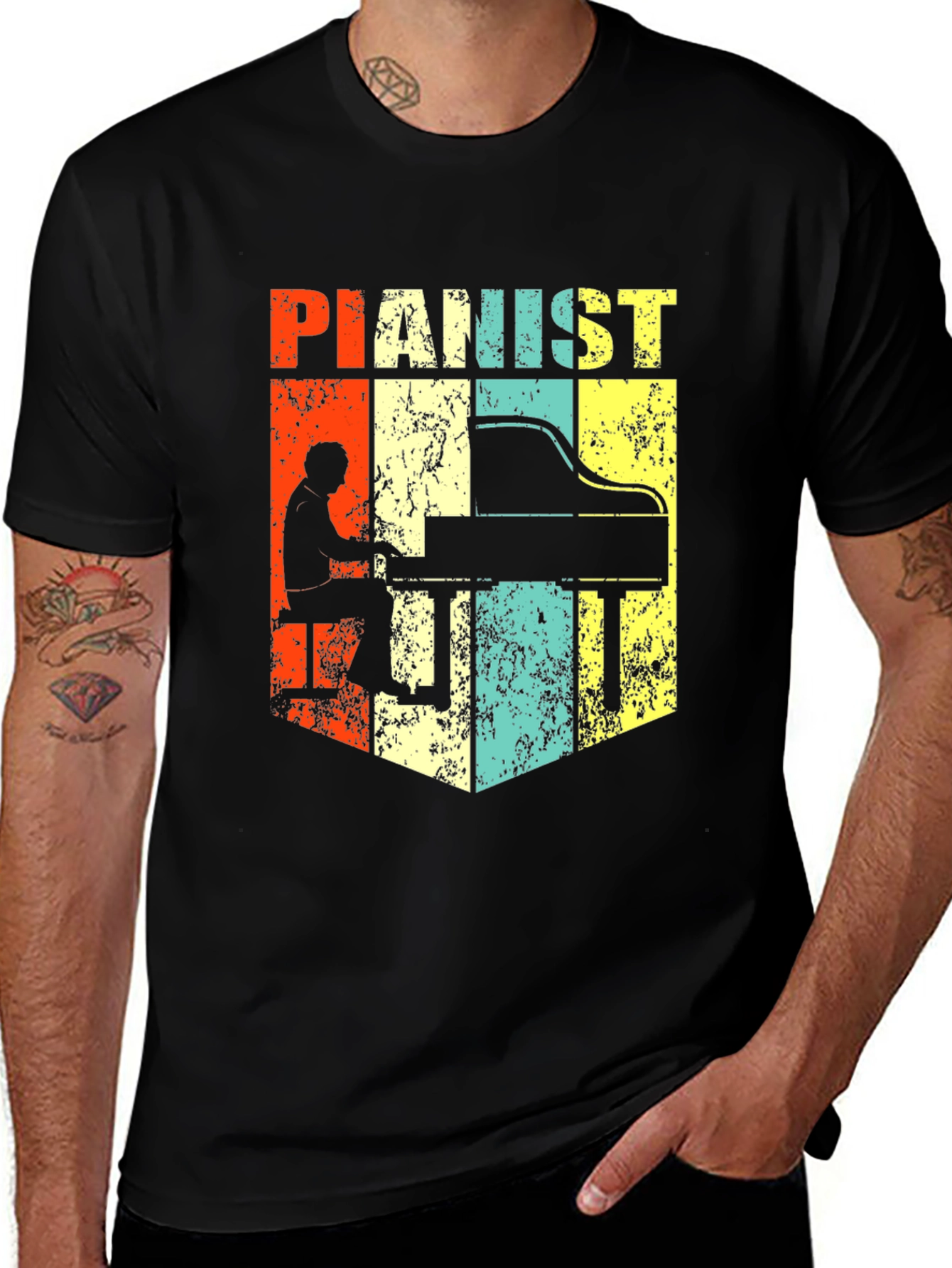 Variant 28 of Vintage Pianist Graphic T-Shirt - Retro Music Lover Tee