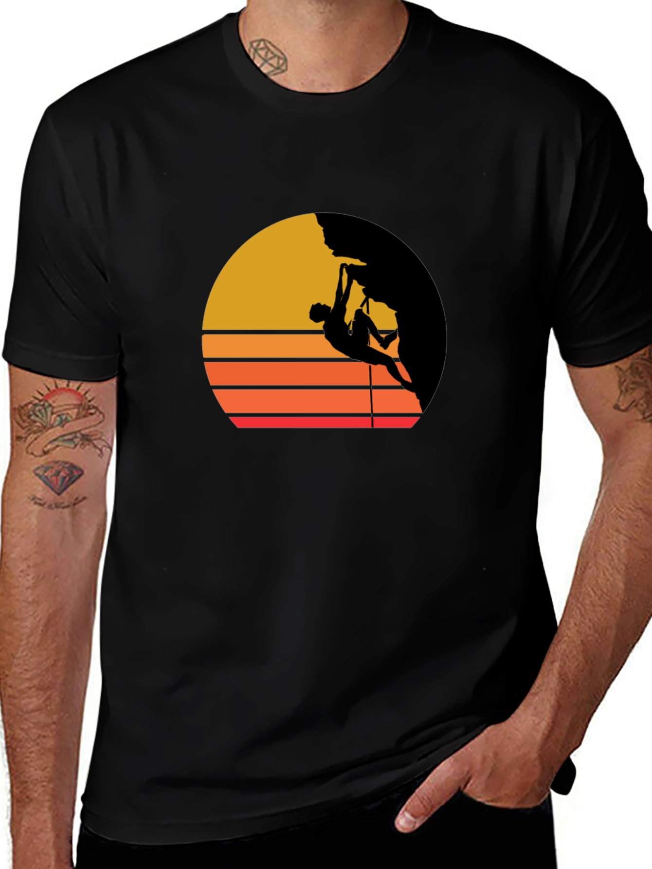 Variant 30 of Retro Climbing T-Shirt - Sunset Silhouette Design