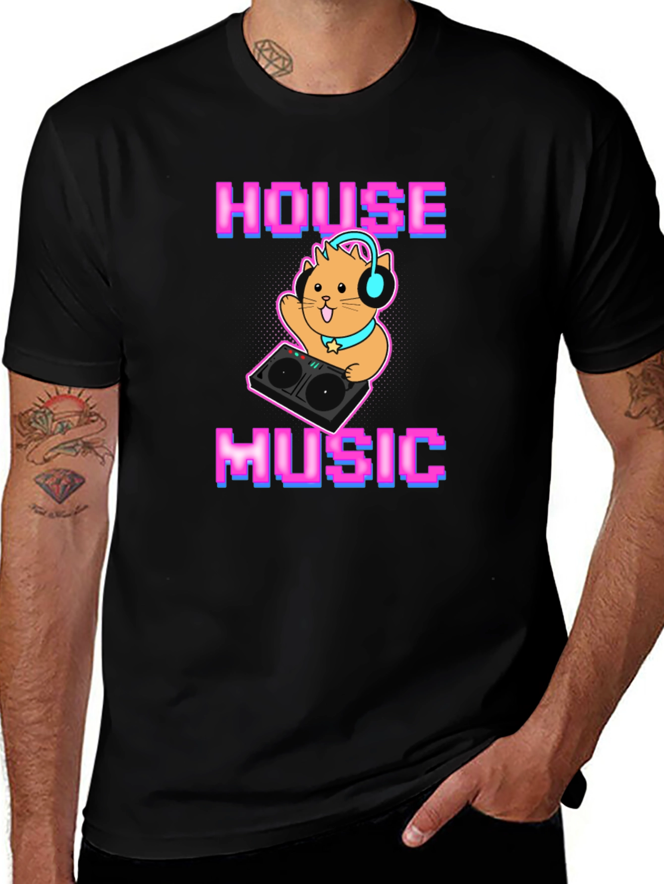 Variant 8 of House Music Cat DJ T-Shirt