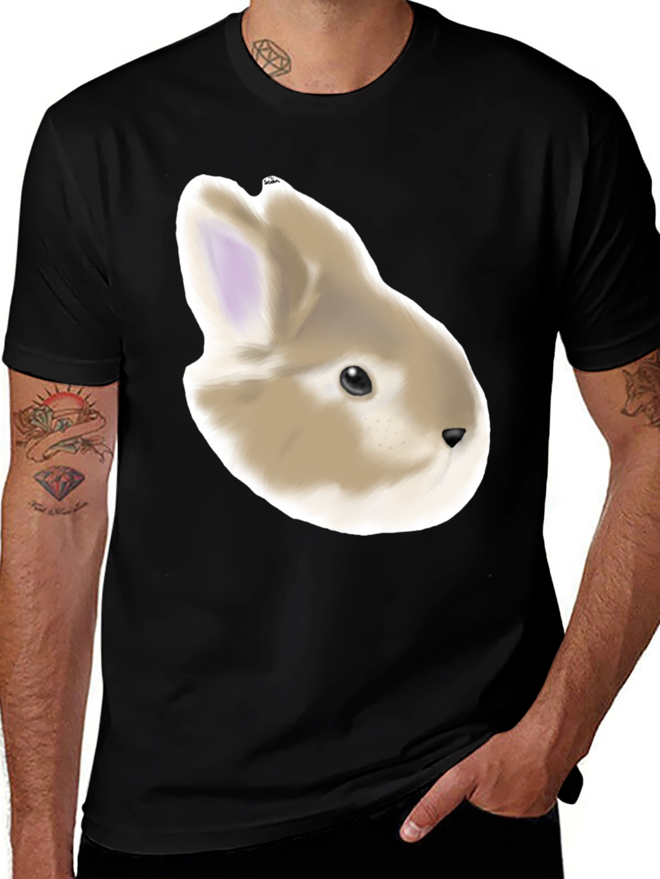 Variant 2 of Cute Bunny Graphic Tee - Soft Black T-Shirt