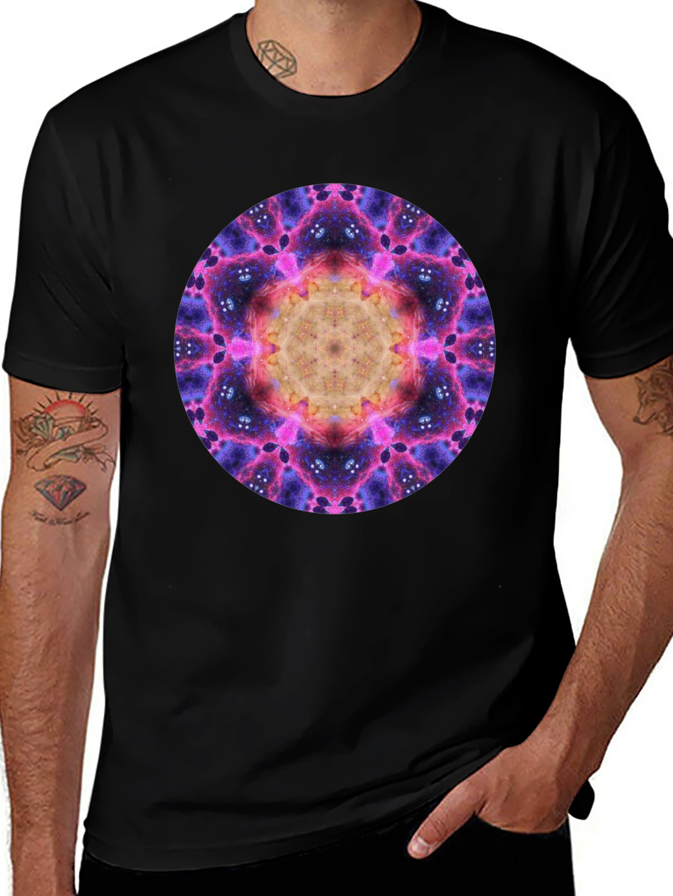 Black Cosmic Mandala Graphic Tee - Black main image