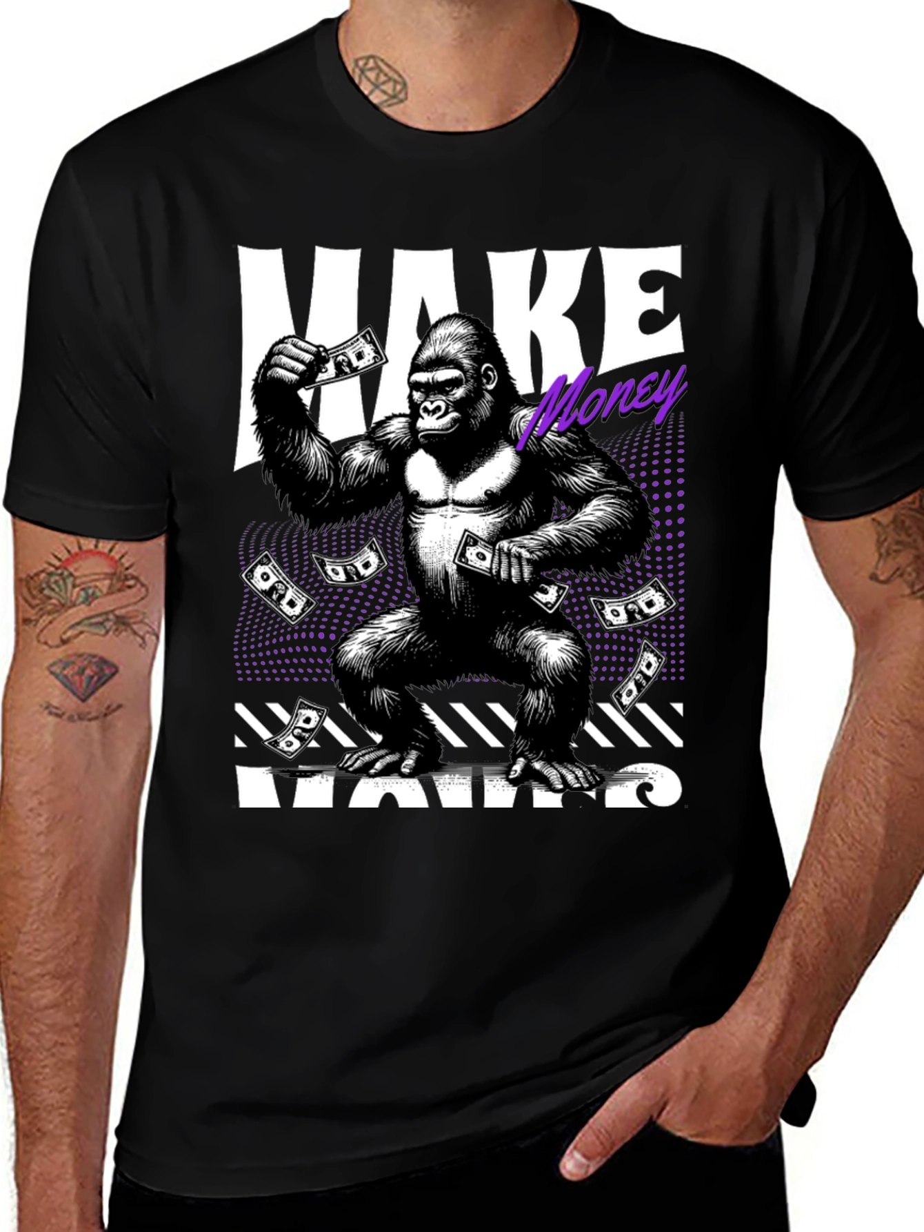 Variant 10 of Make Money Moves Gorilla Graphic Tee