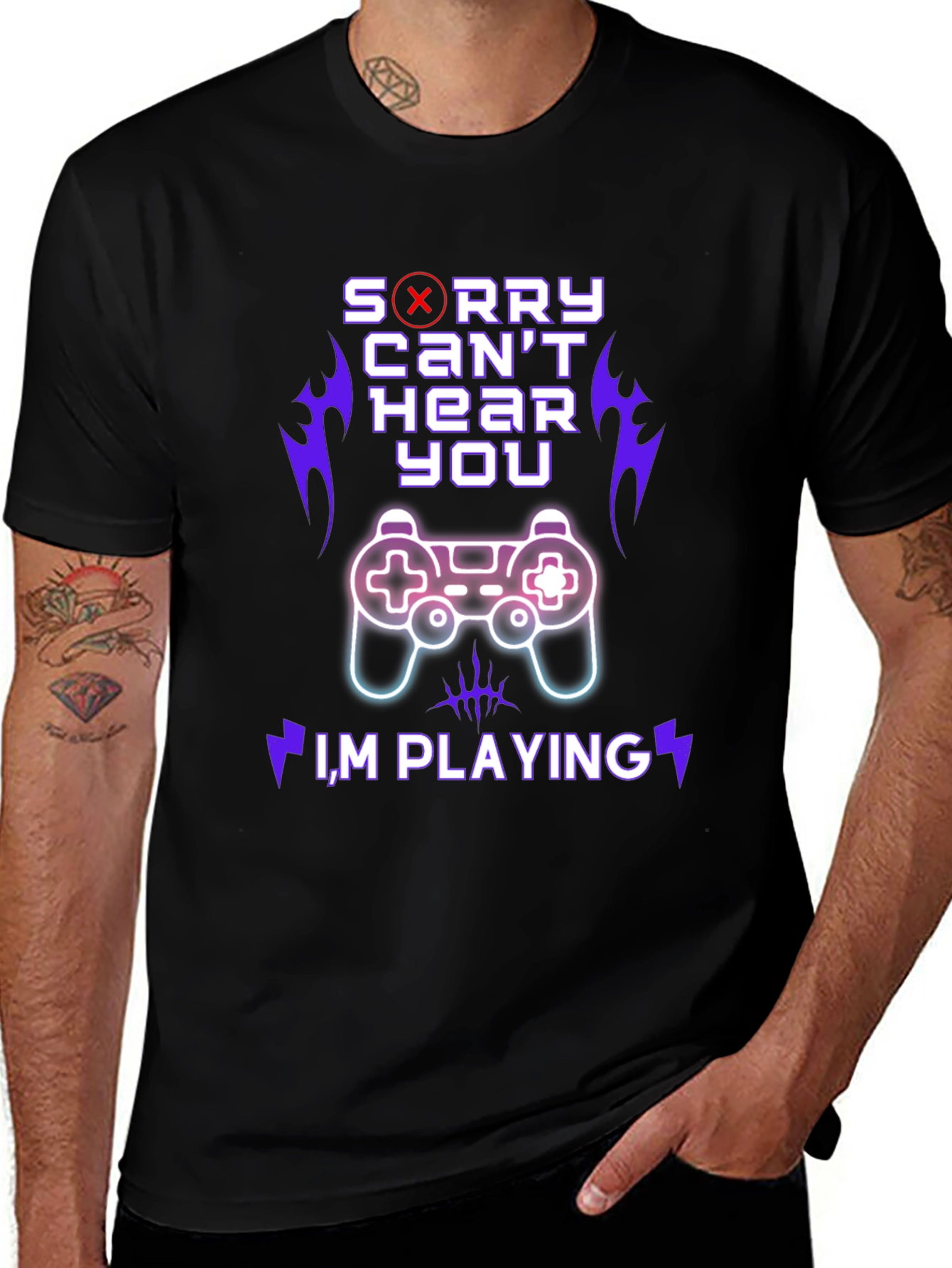 Variant 18 of Gamer T-Shirt - Sorry Can't Hear You, I'm Playing