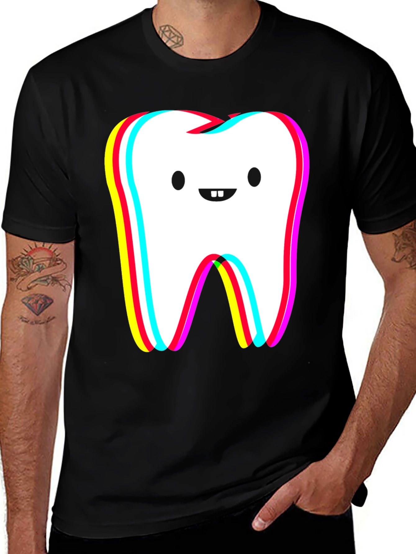 Variant 15 of Funny Tooth Graphic Black T-Shirt