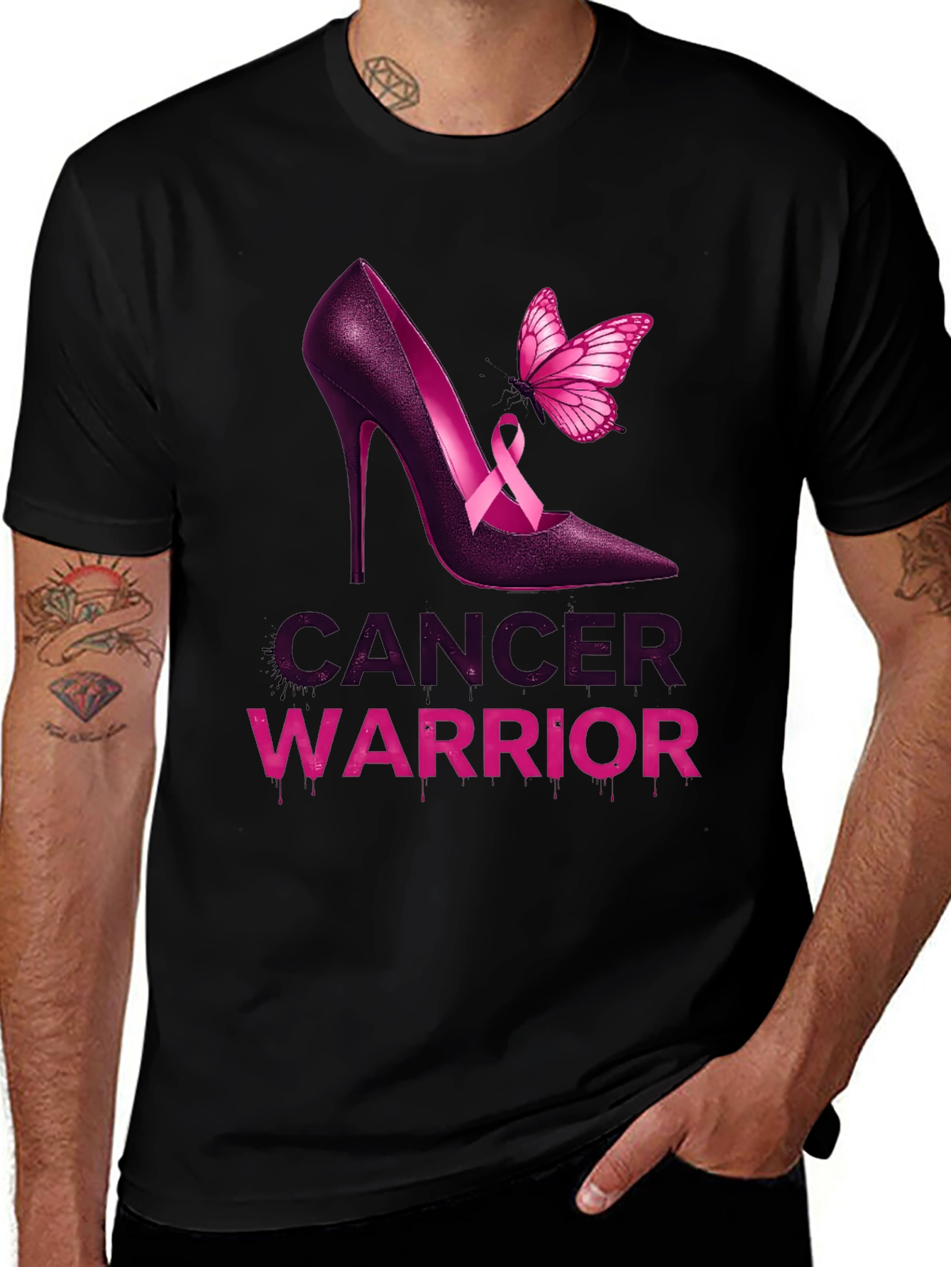 Cancer Warrior T-Shirt, Pink Ribbon Shoe, Breast Cancer Awareness