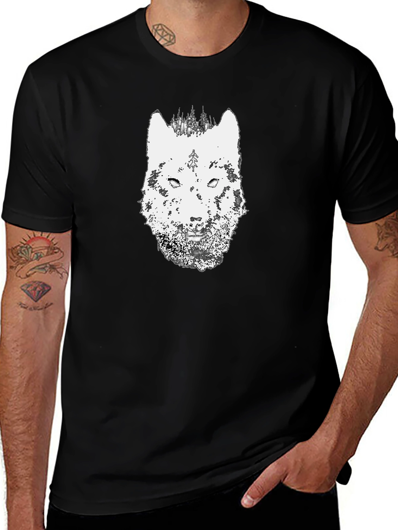 Variant 21 of Wolf Graphic Black T-Shirt