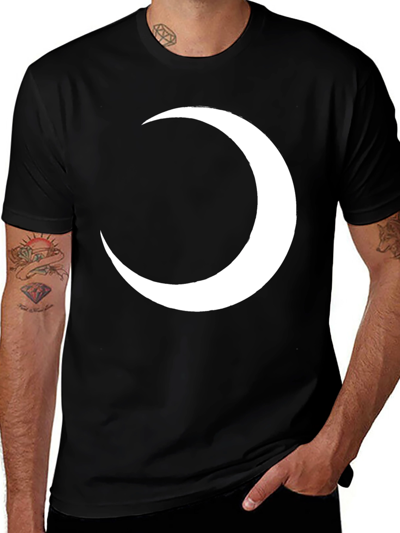 Variant 14 of Crescent Moon Graphic T-Shirt - Black Tee