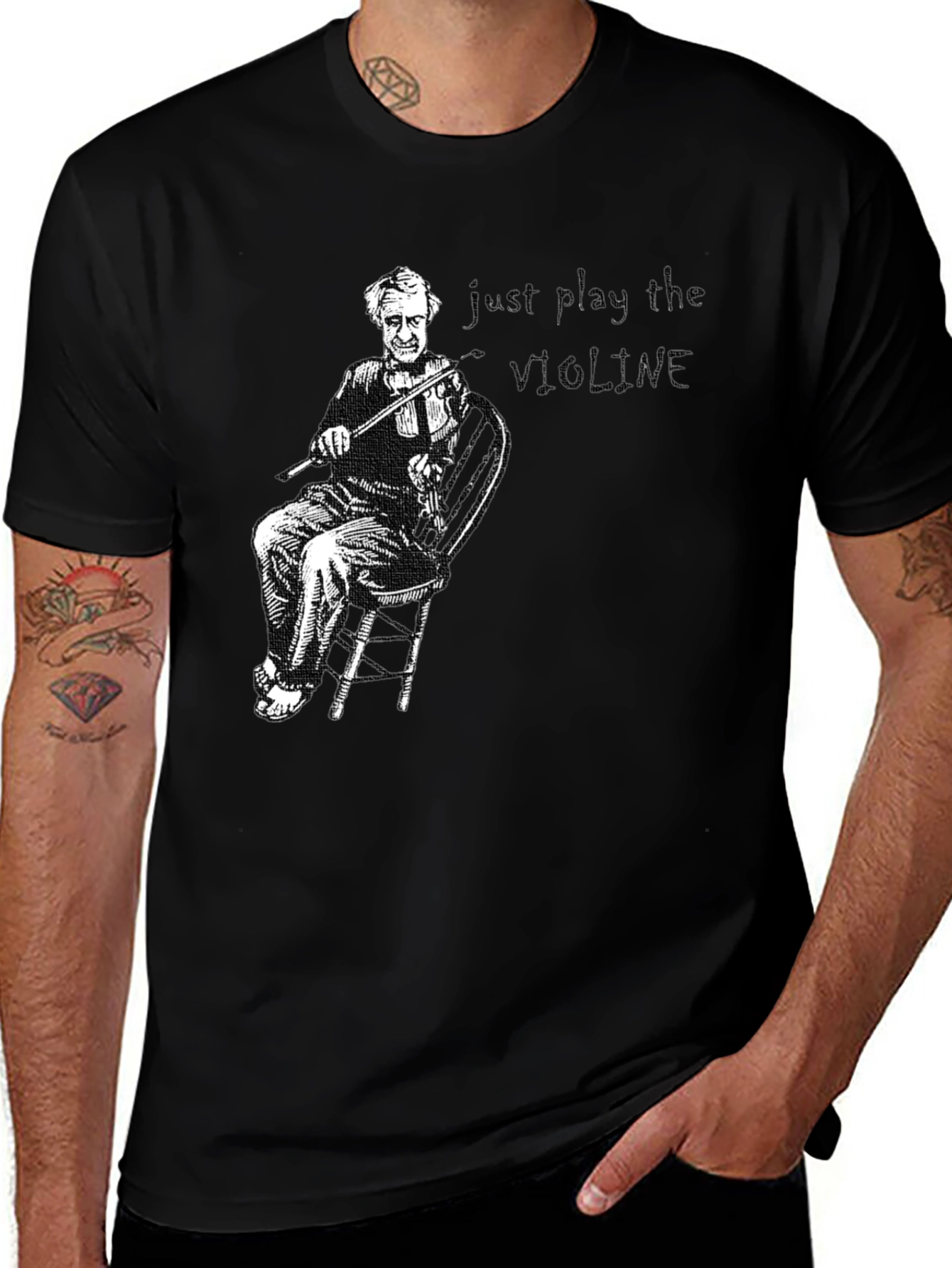 Variant 5 of Violin Player Graphic T-Shirt - Black