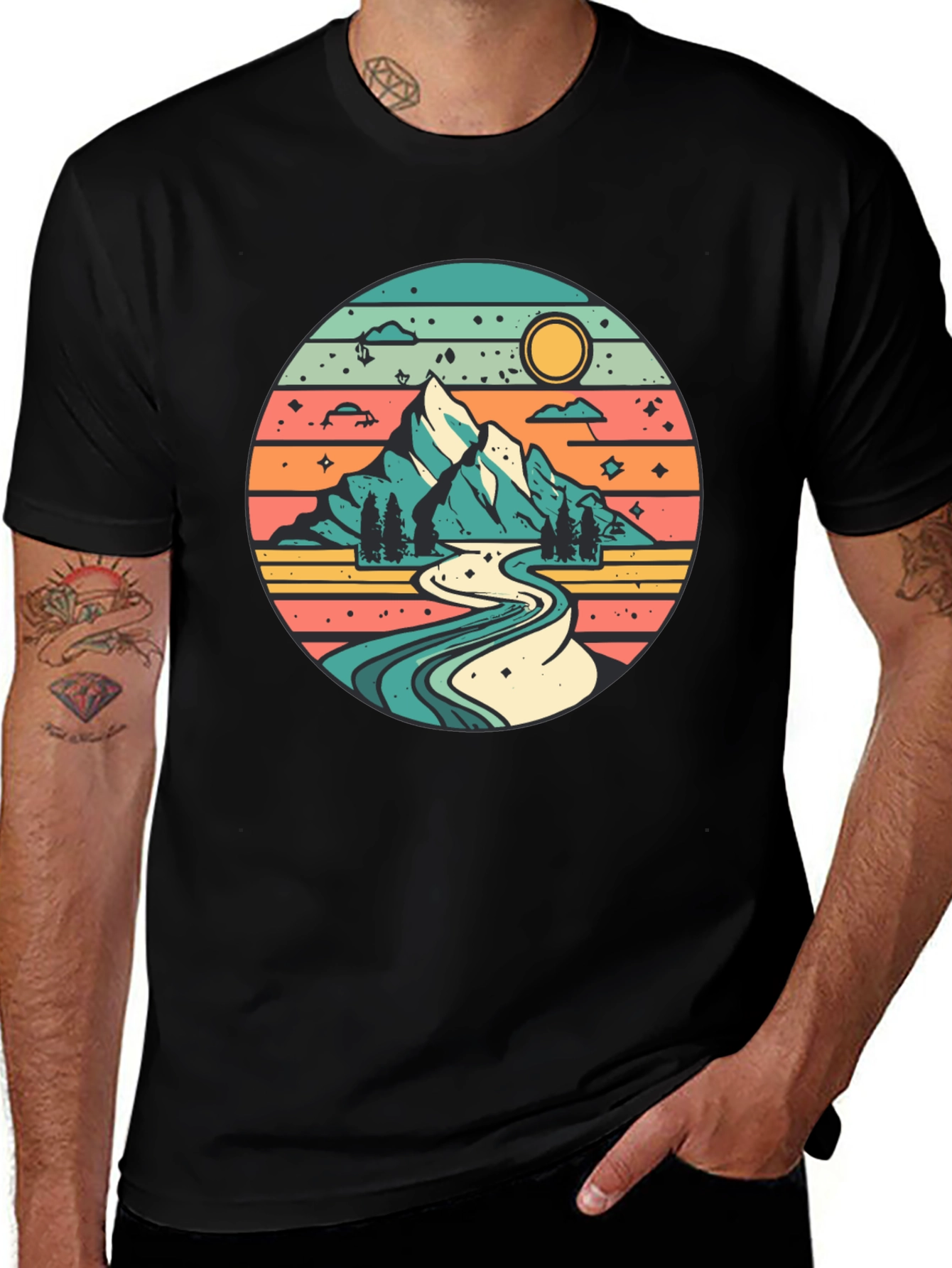 Variant 30 of Retro Mountainscape Graphic Tee
